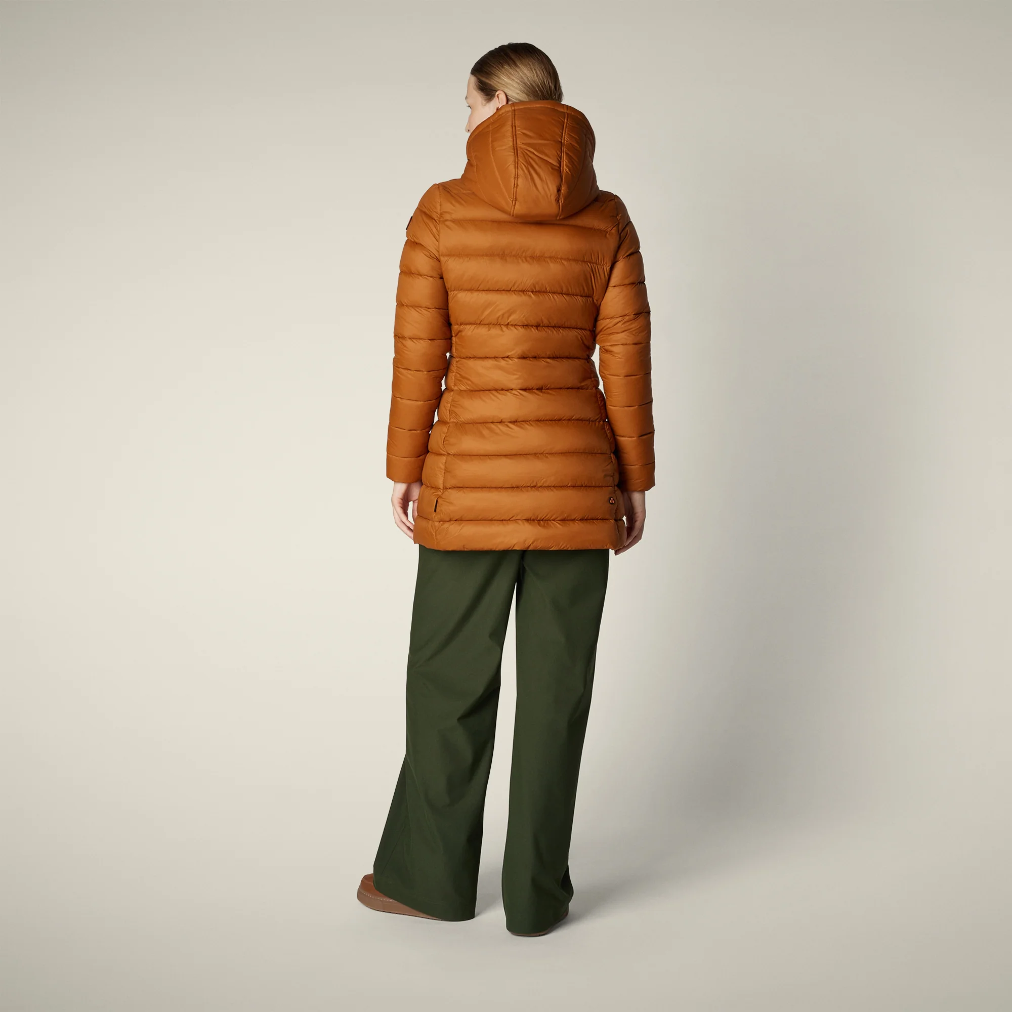 Women's Animal free puffer Coat joanne in caramel brown