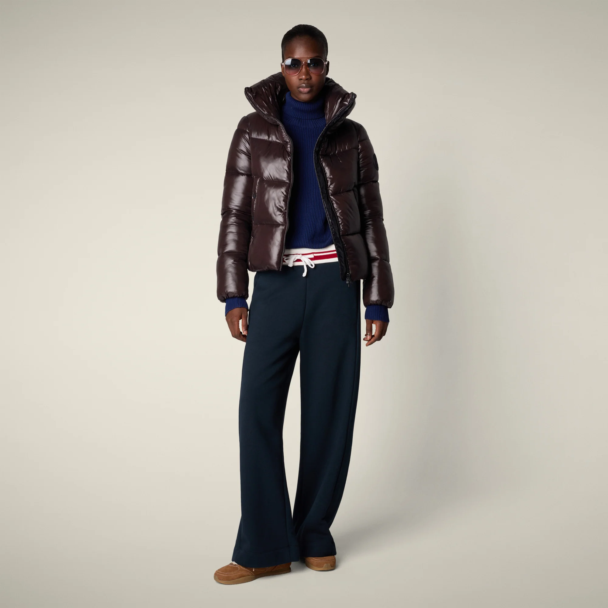 Women's Animal free puffer Jacket Isla in Brown Black