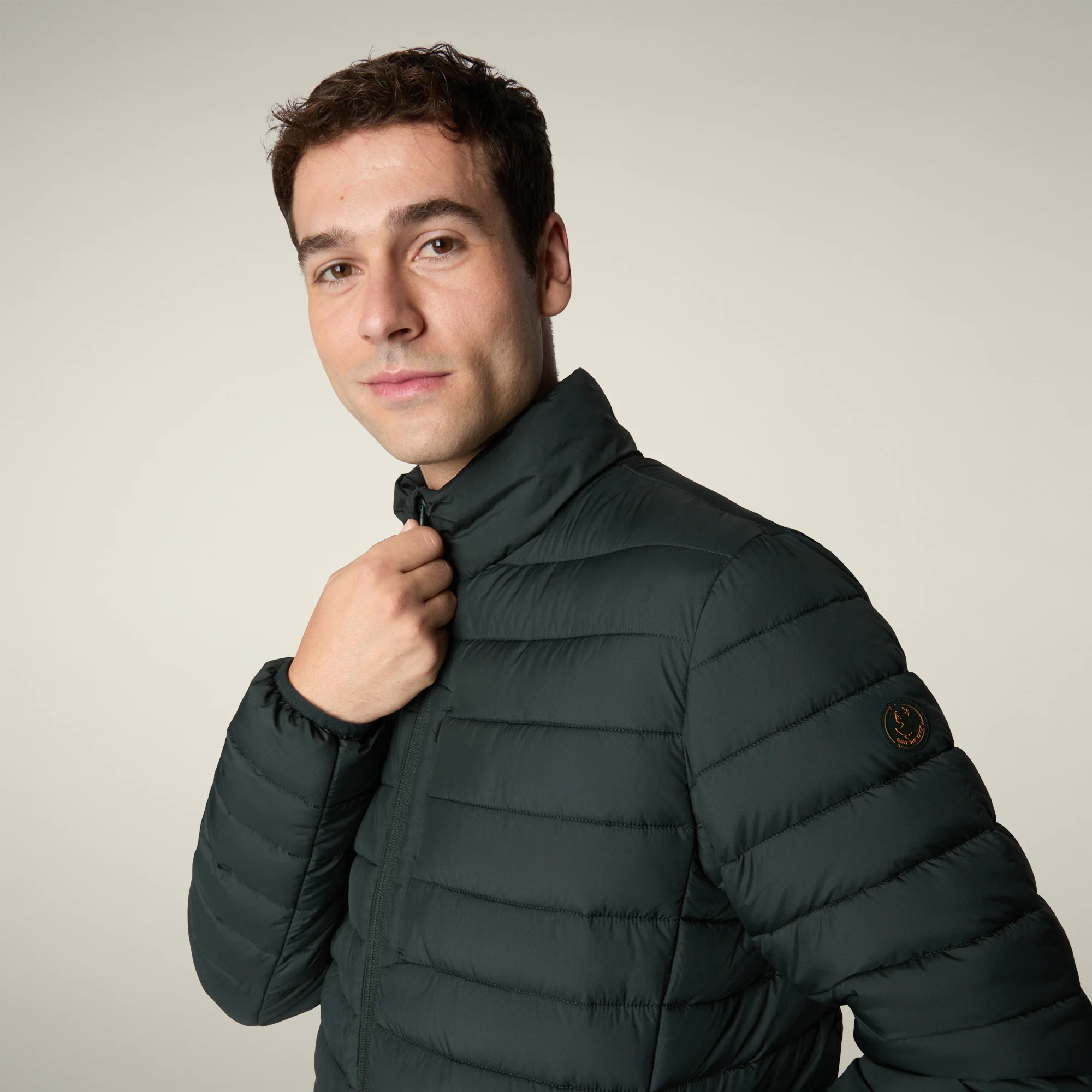 Men's animal free puffer Jacket Erion in Green Black