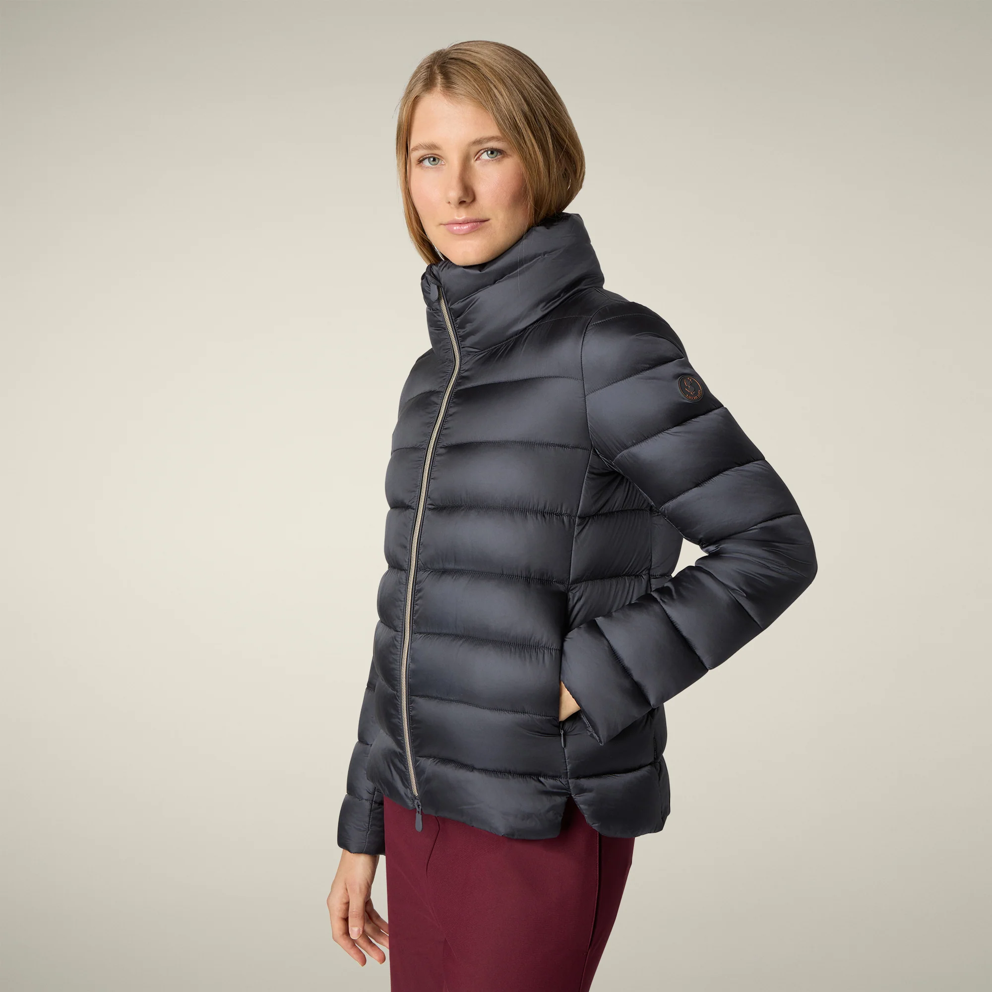 Women's Animal free puffer Jacket Elsie in ebony grey