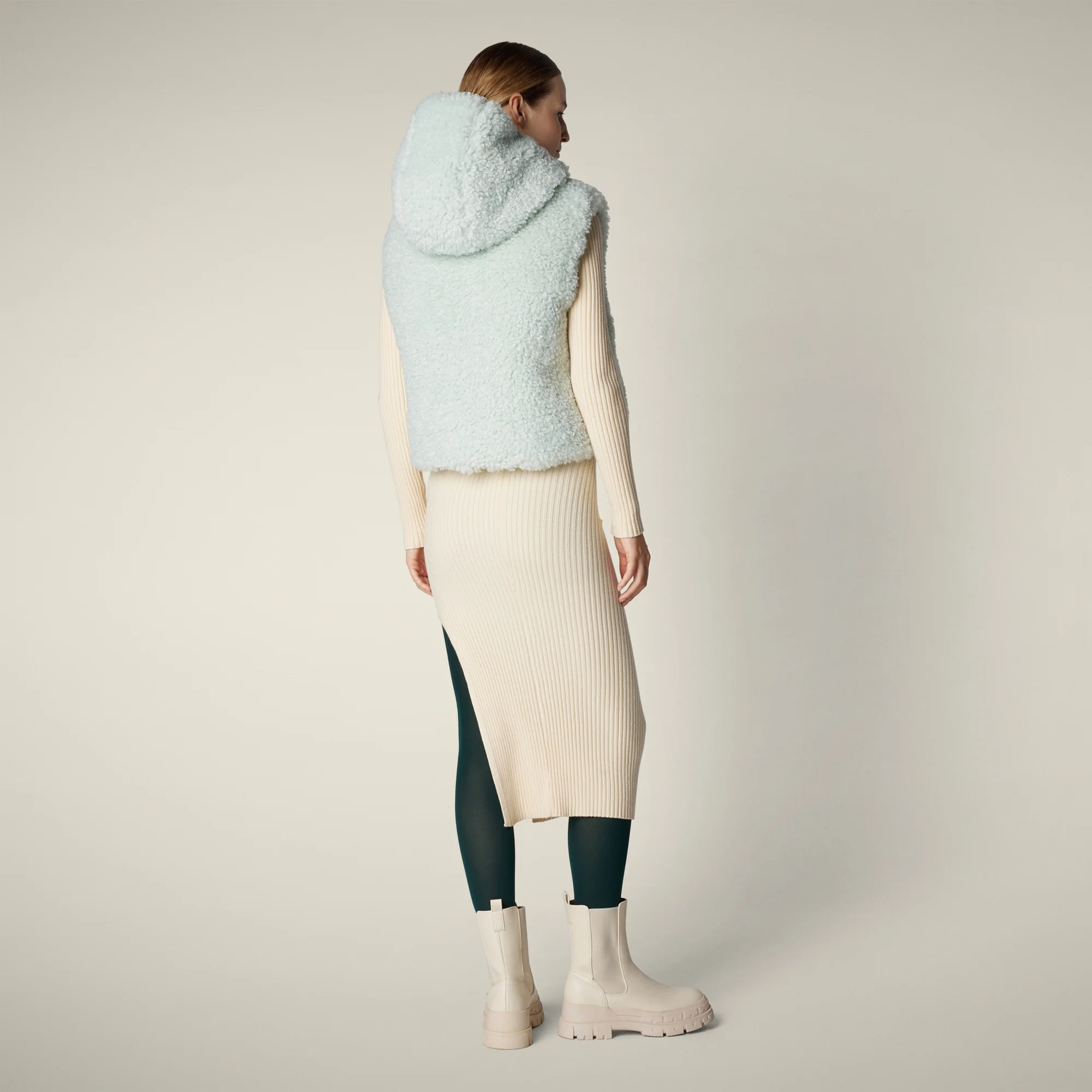 Women's faux fur Vest Ayla in Glacier Blue