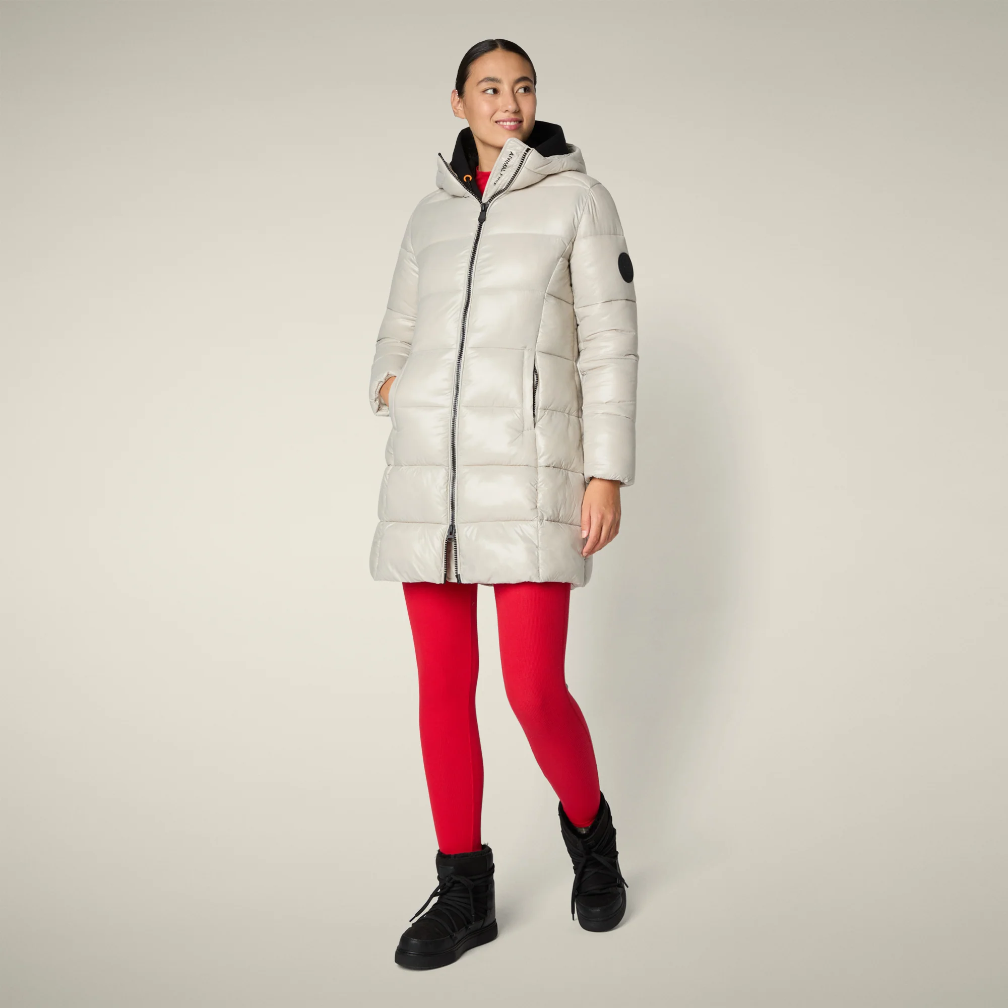 Women's Animal free puffer Coat ines in rainy beige