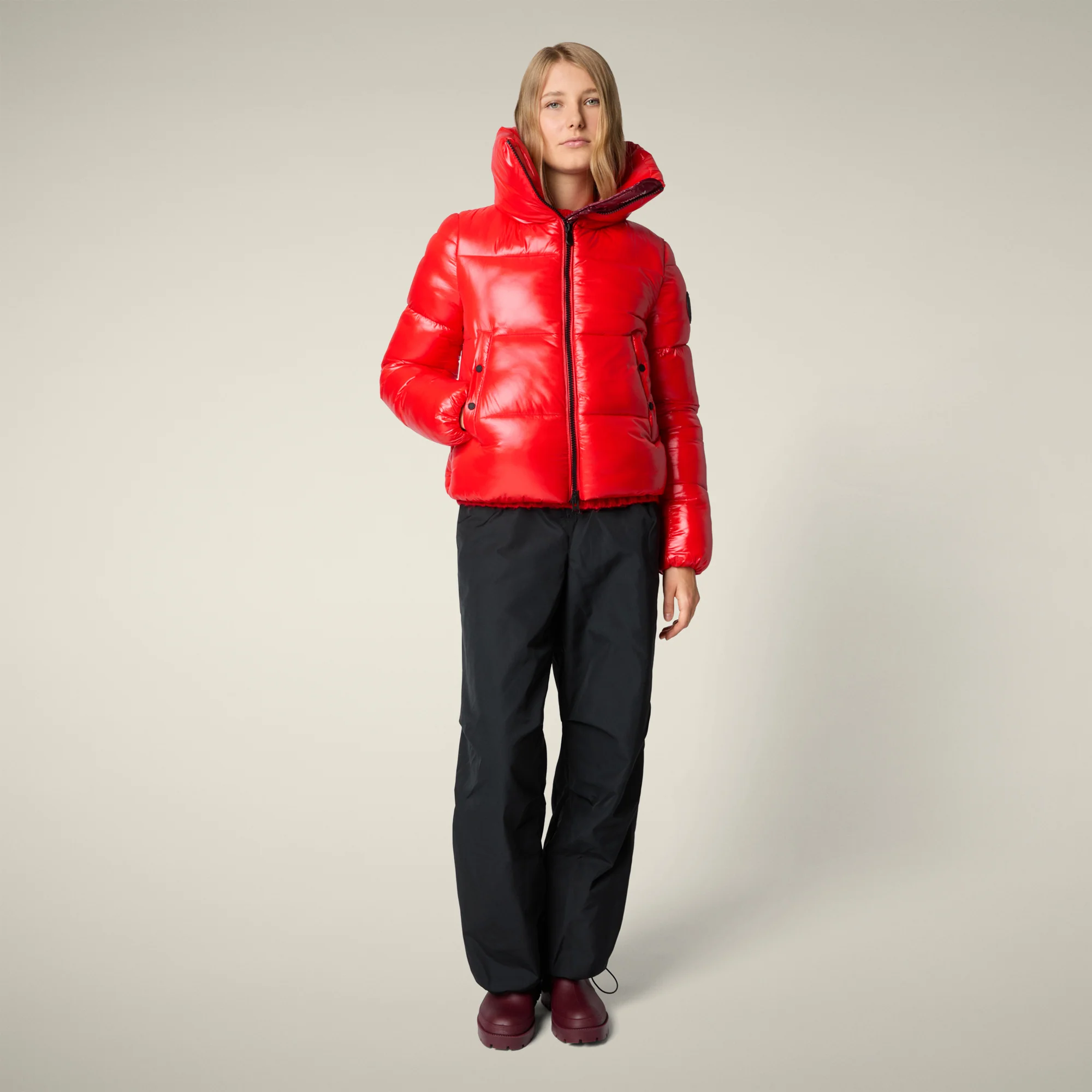 Women's animal free puffer jacket Isla in fiery red