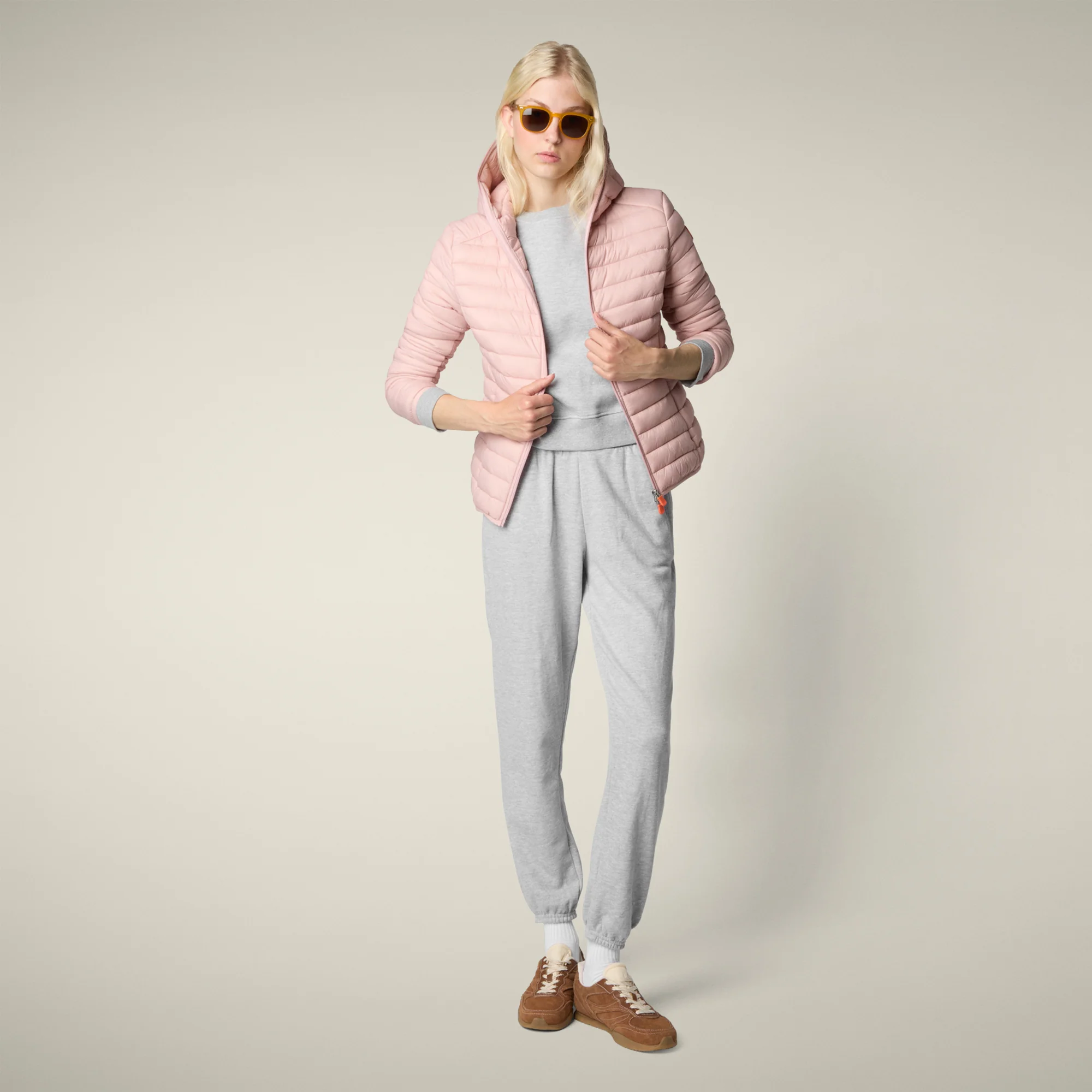 Women's animal free puffer jacket Daisy in blush pink