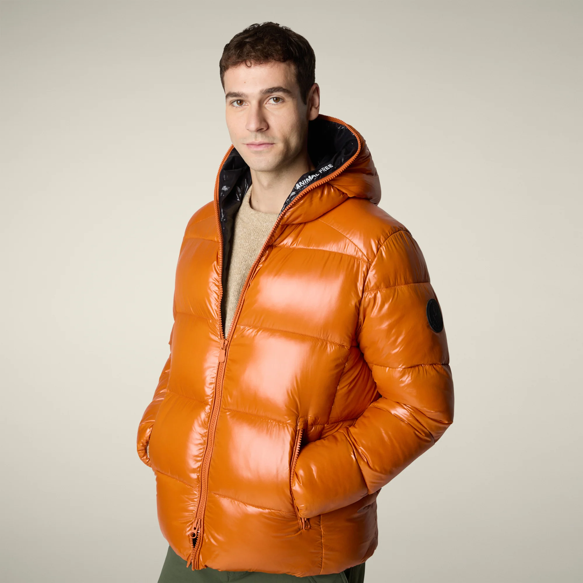 Men's animal free puffer jacket Edgard in fox brown