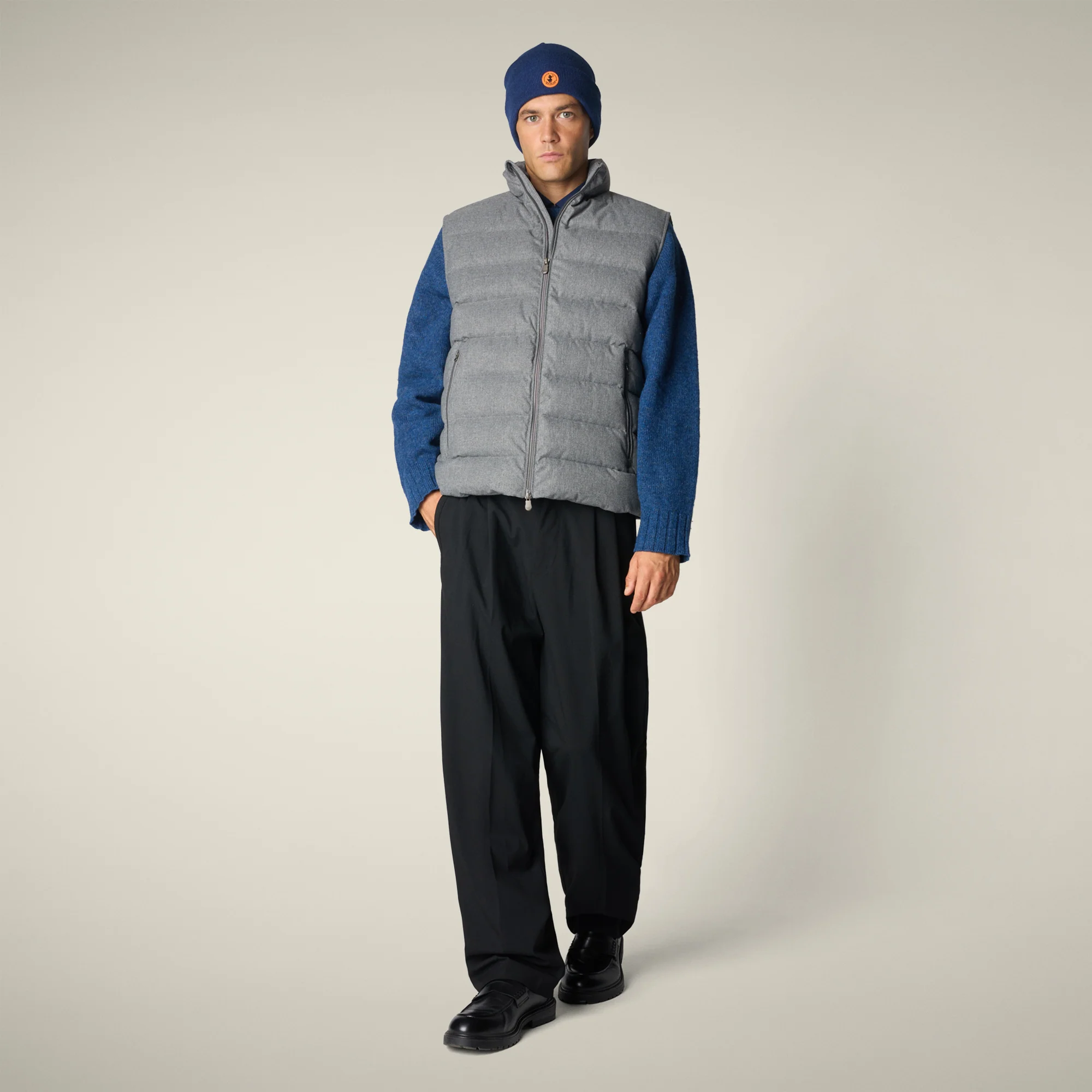 Men's Puffer Vest Italo in Mid Grey Melange