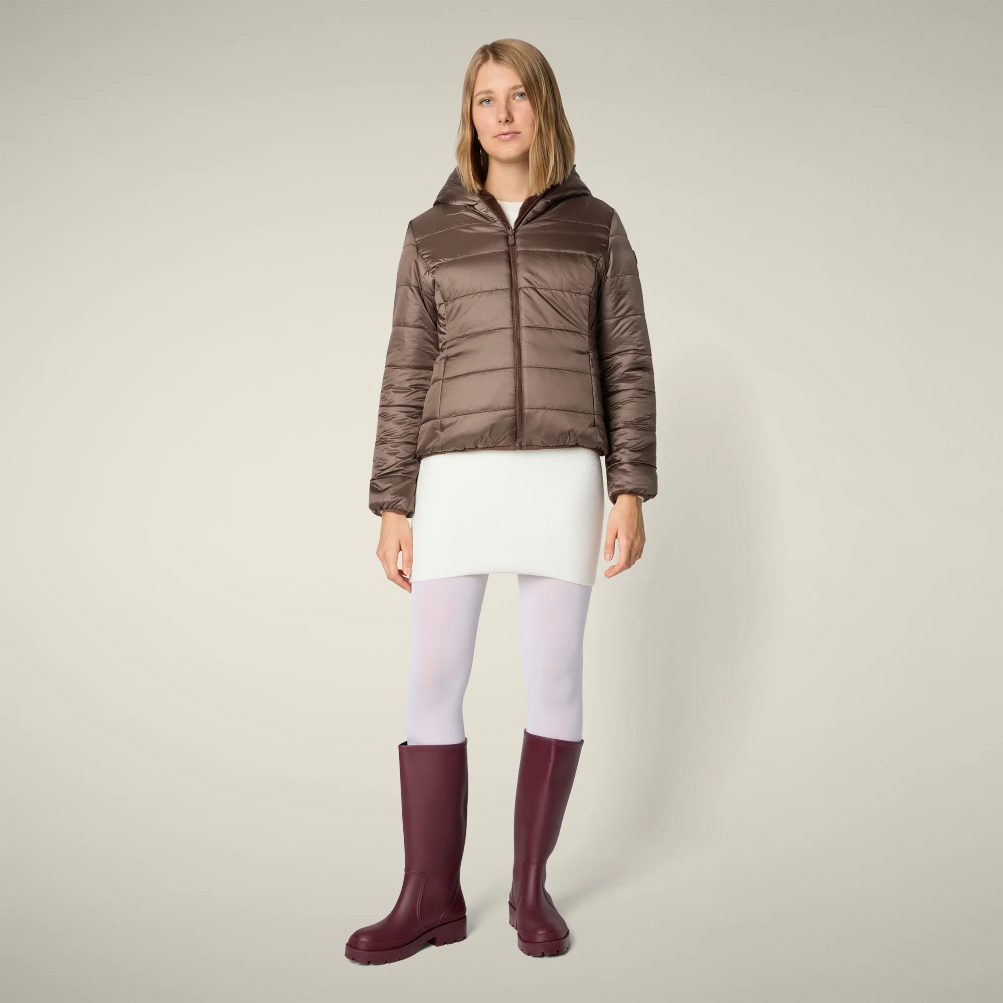 Women's Reversible Faux Fur Jacket Laila in Teddy Brown