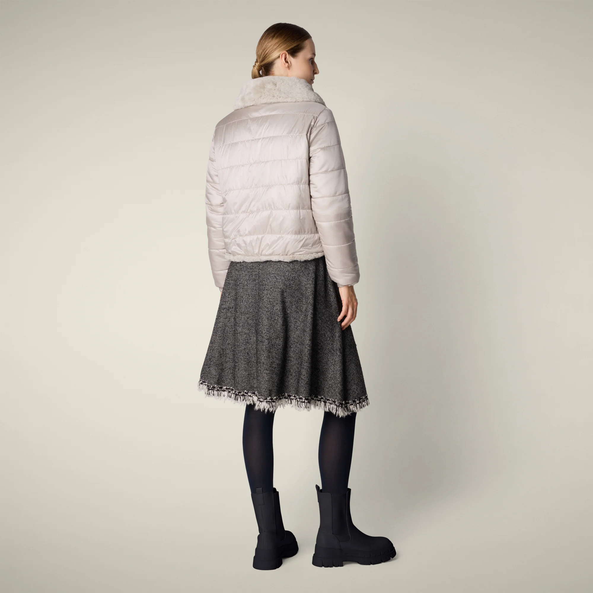 Women's Reversible Faux Fur Jacket Jeon in rainy beige