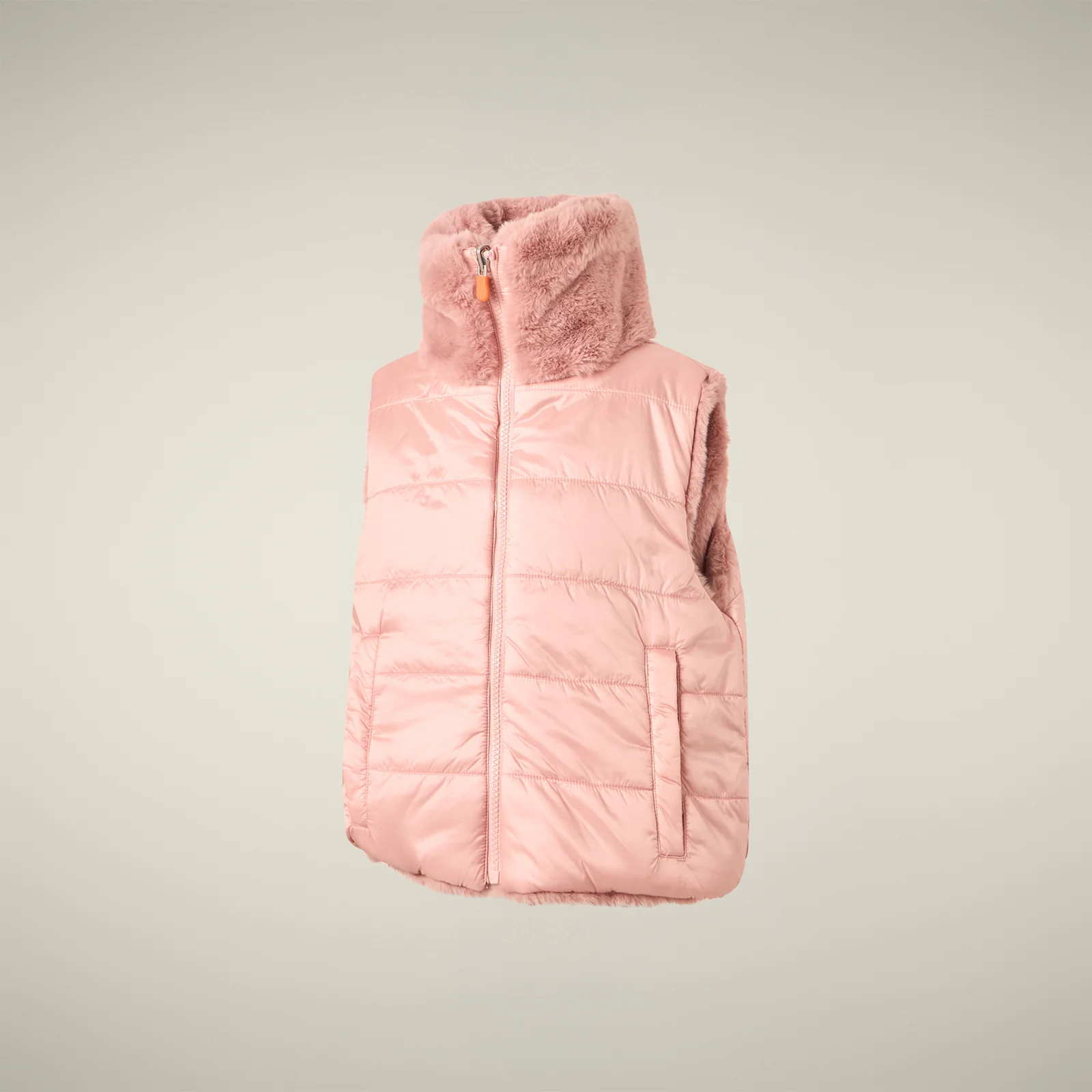 Girls' Reversible Faux Fur Vest Zenia in Blush Pink