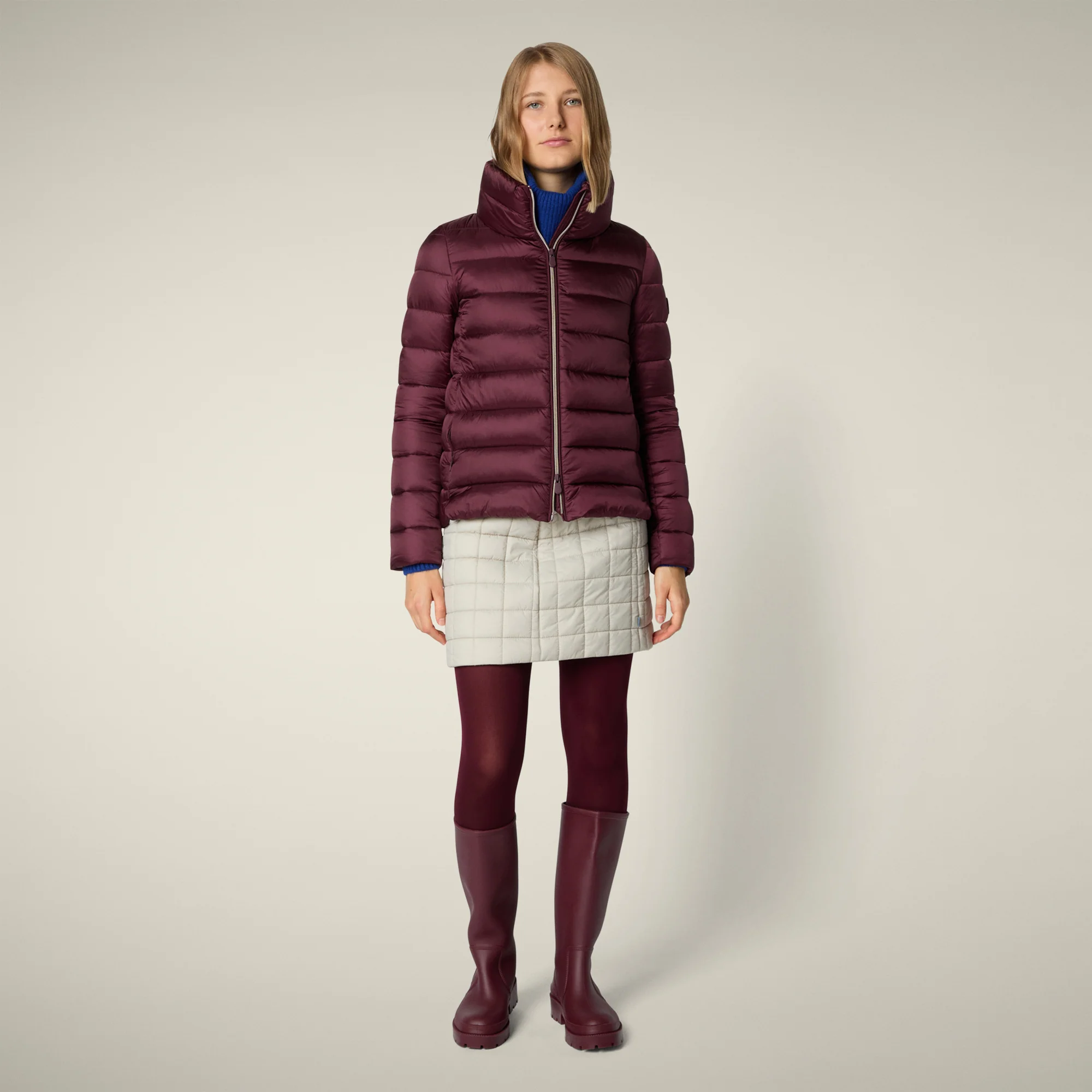 Women's Animal free puffer Jacket Elsie in Wine Red