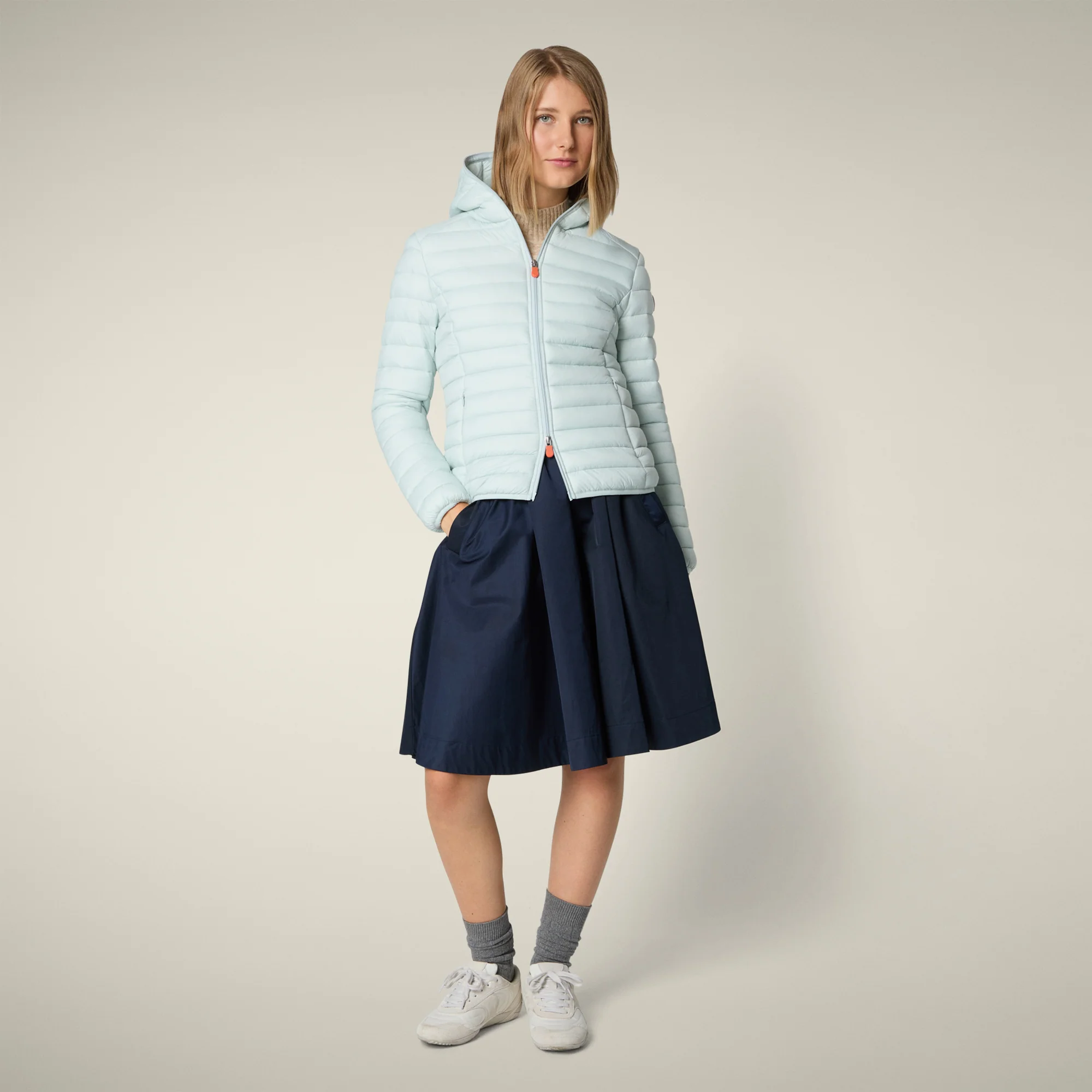 Women's animal free puffer jacket Daisy in glacier blue