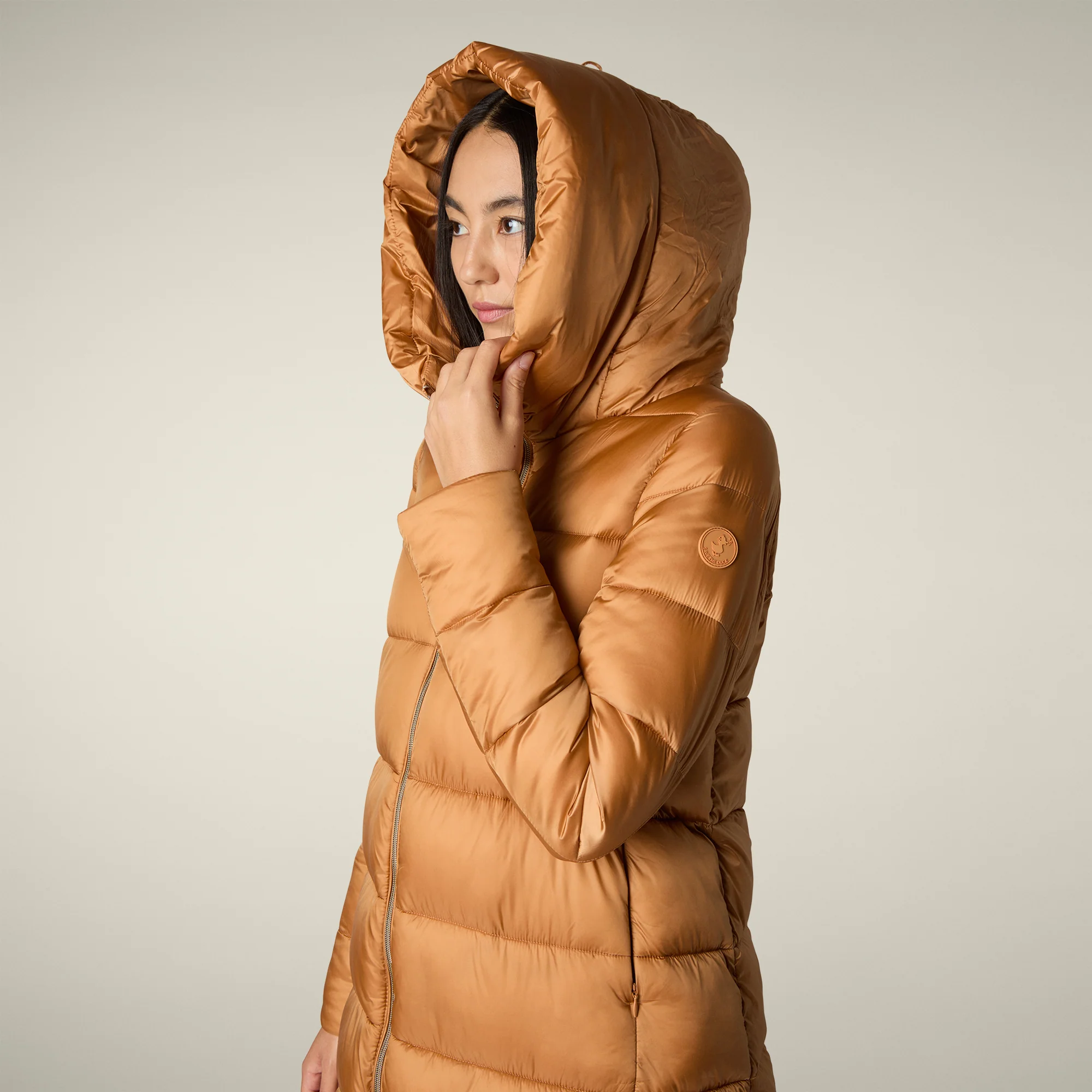 Women's Animal free puffer Coat Lysa in Toffee Brown