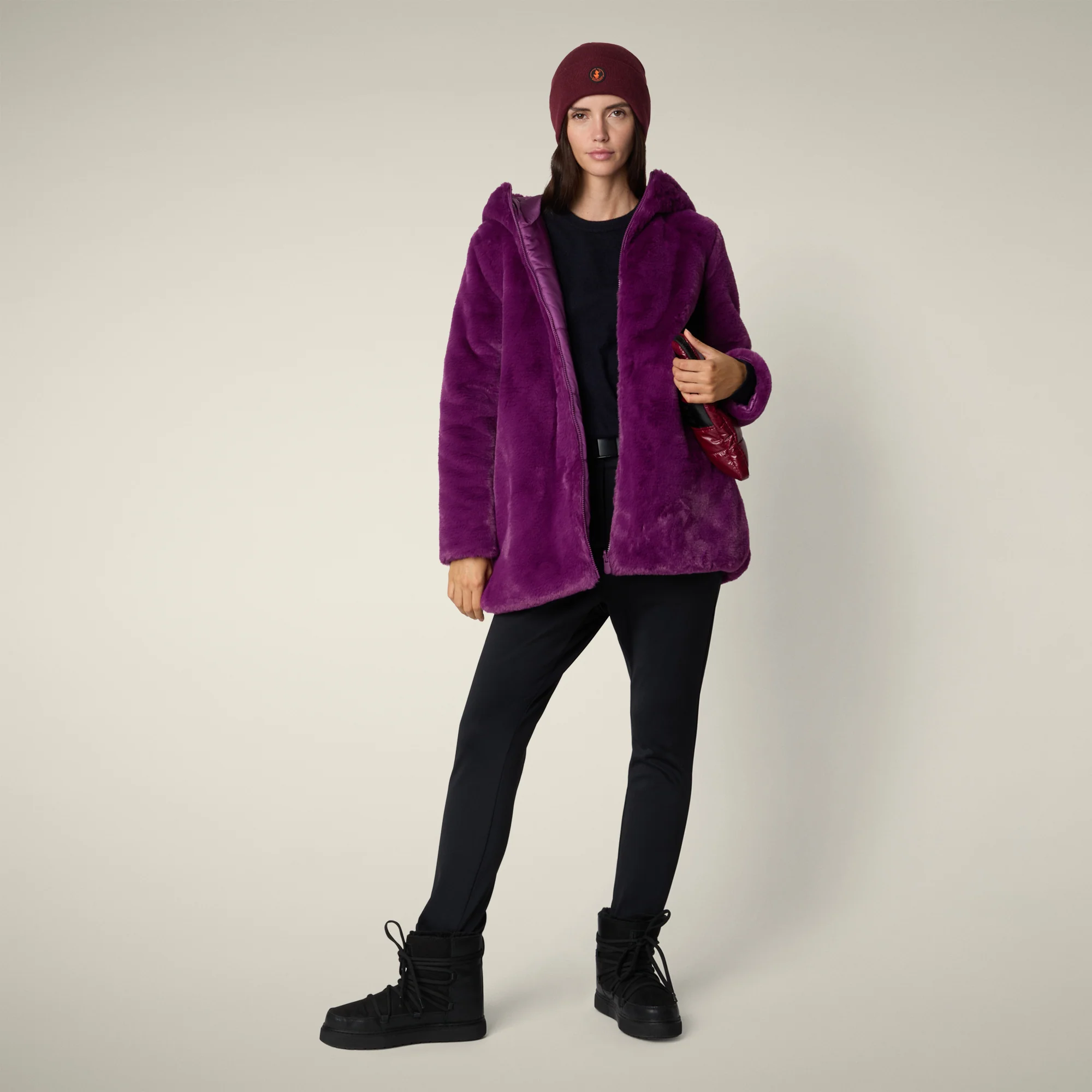 Women's FAUX FUR Reversible jacket Hellen in Cyclamen Violet
