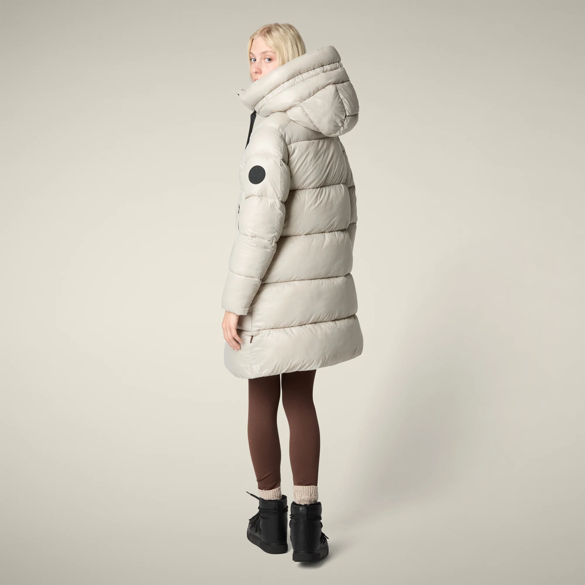 Women's Animal free puffer coat Isabel in rainy beige