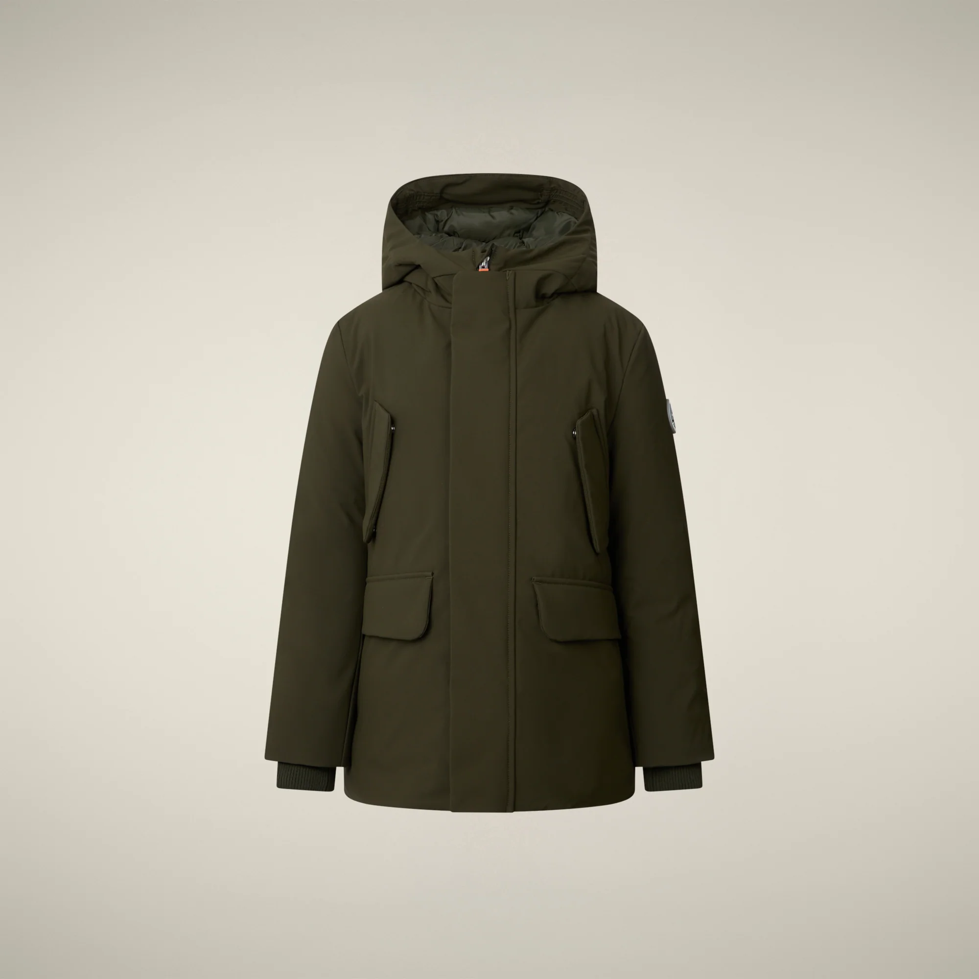Boys' hooded parka Theo in land green