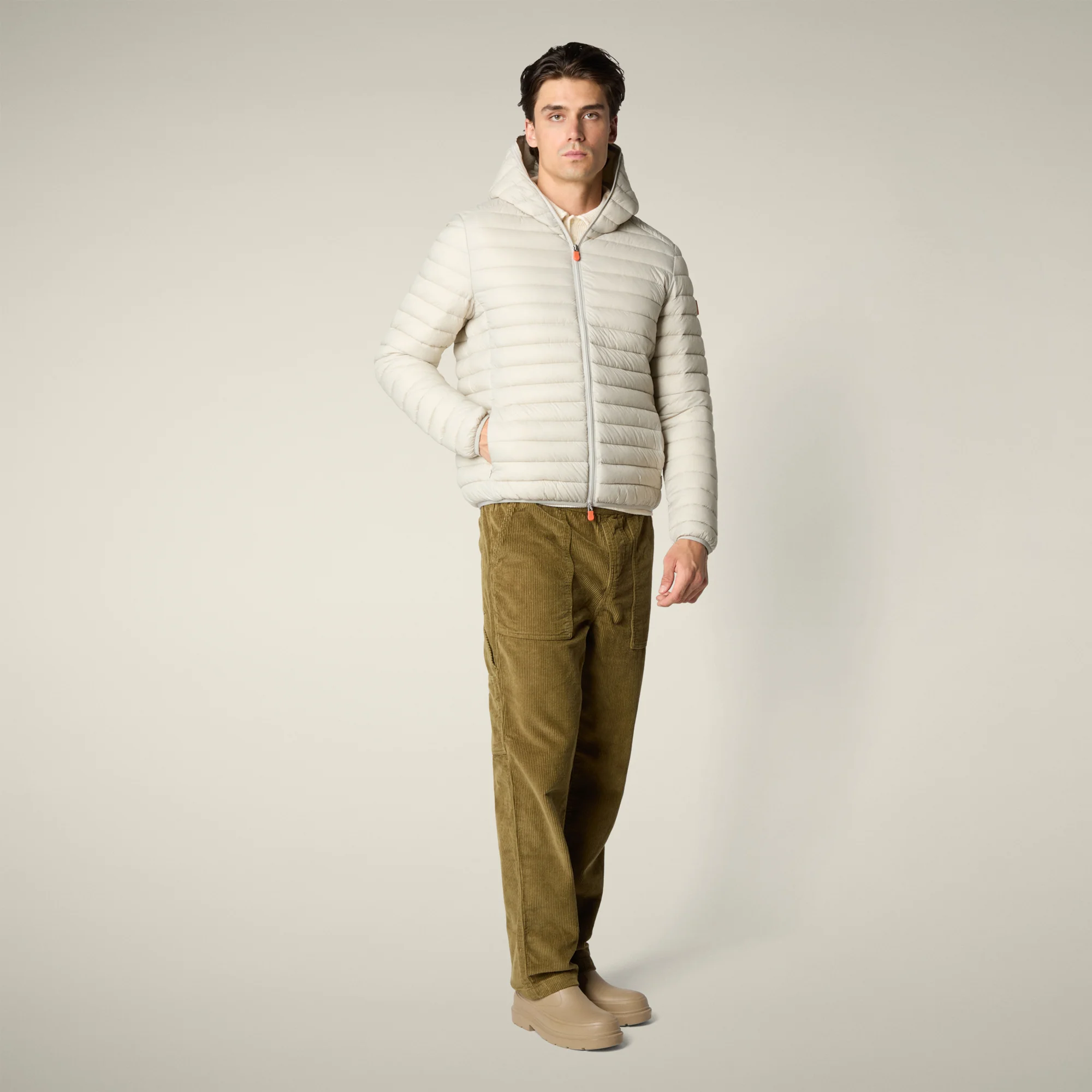 Men's  Donald Hooded Puffer Jacket in Rainy Beige