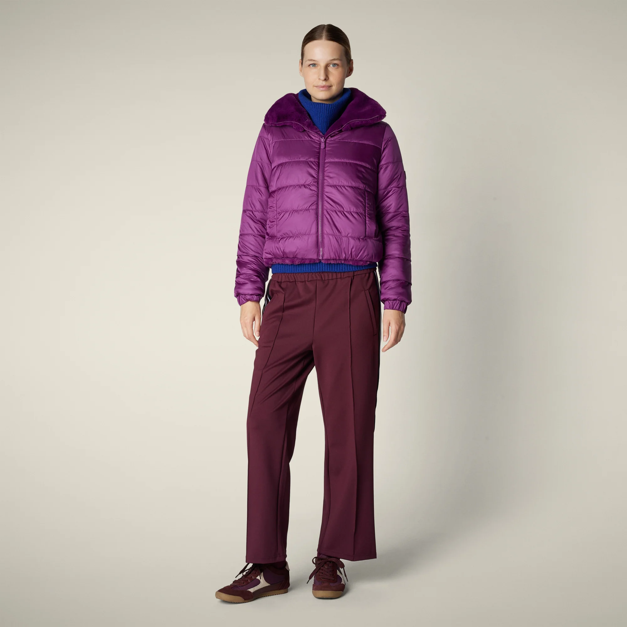 Women's Reversible Faux Fur Jacket Jeon in cyclamen violet