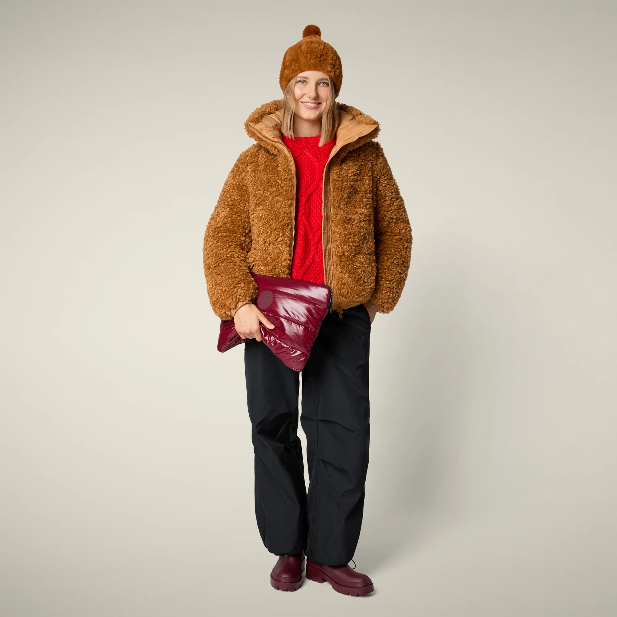 Women's Kennie Faux Fur Jacket in toffee brown