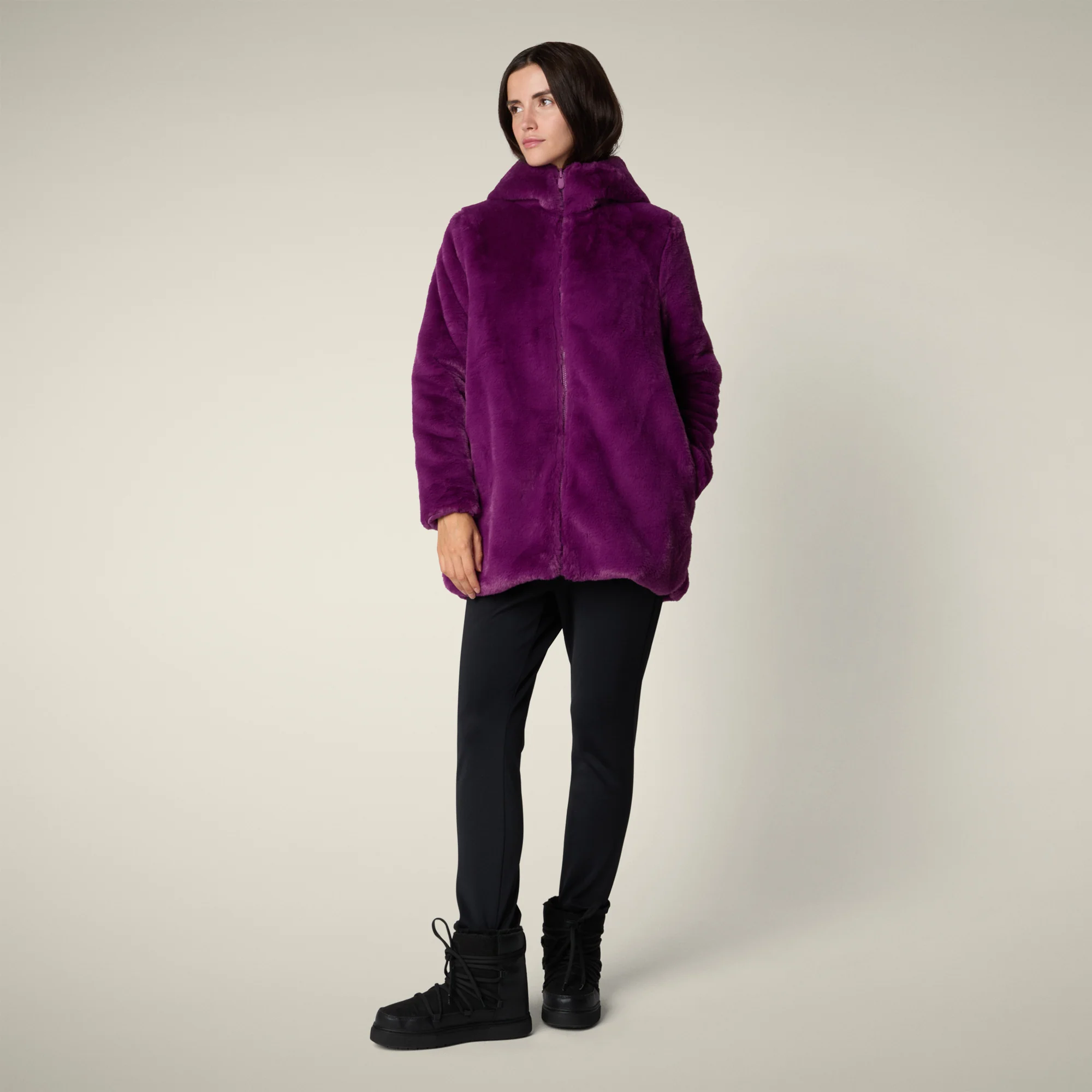 Women's FAUX FUR Reversible jacket Hellen in Cyclamen Violet