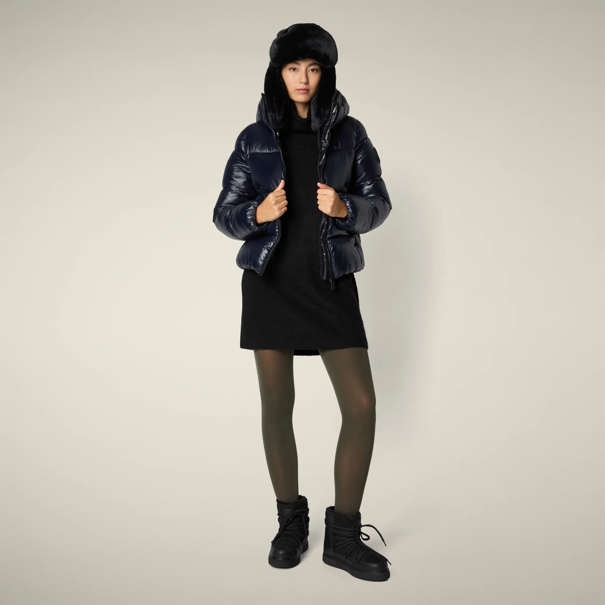 Women's Animal free puffer Jacket Biddy in Blue Black