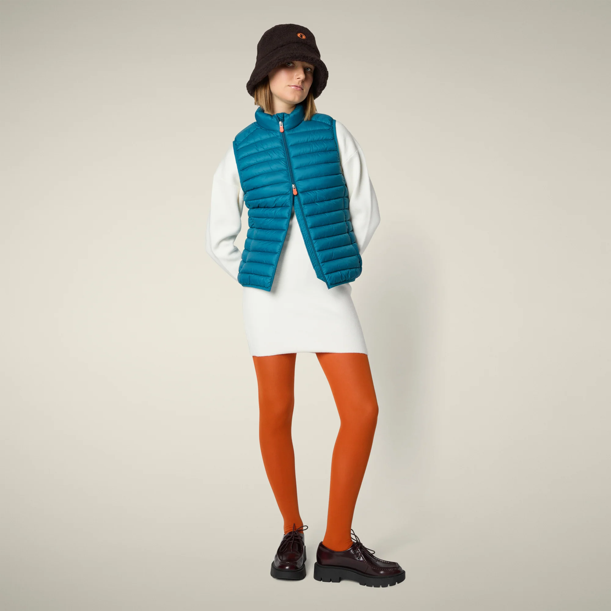 Women's Animal free puffer Vest Charlotte in horizon blue