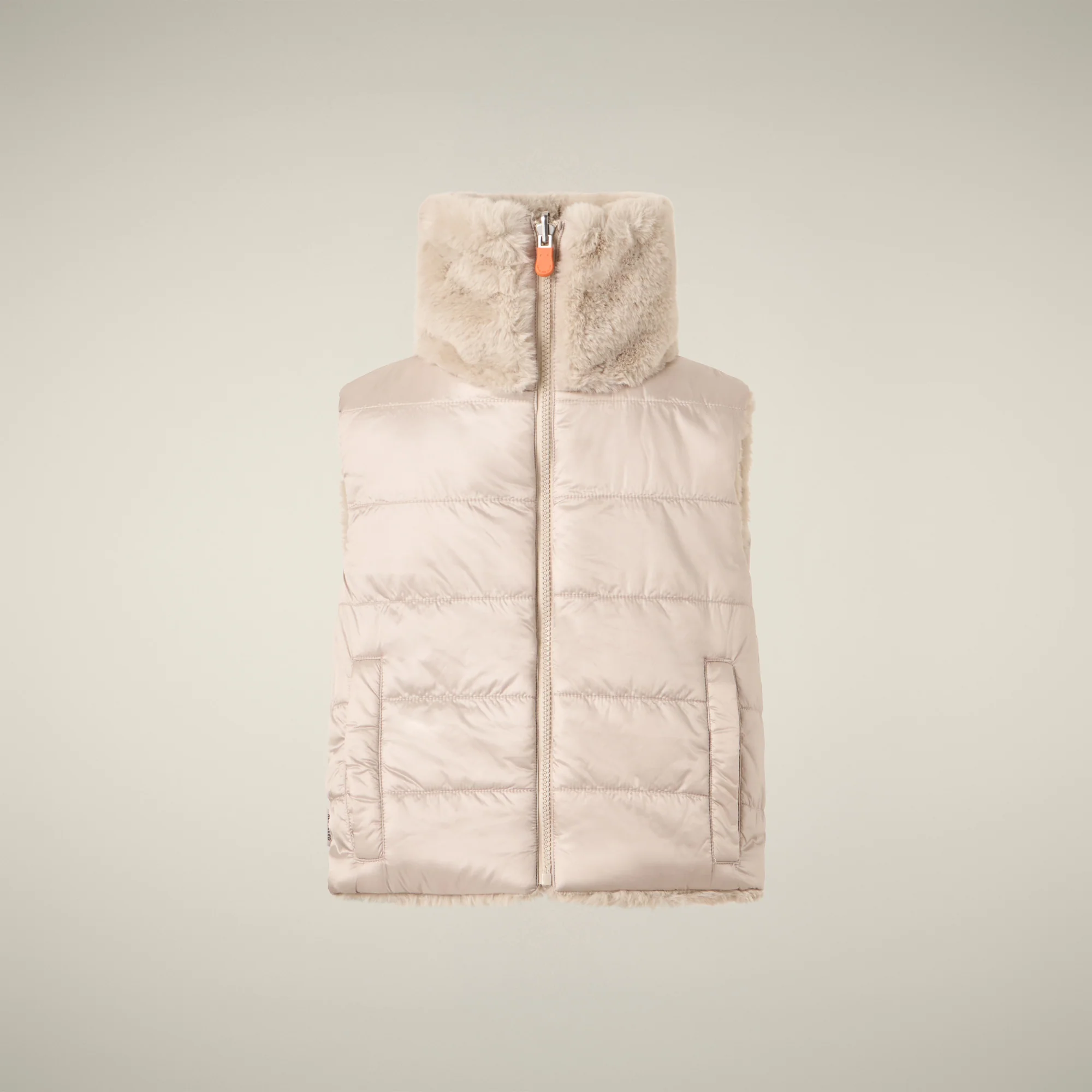 Girls' Reversible Faux Fur Vest Zenia in Rainy Beige