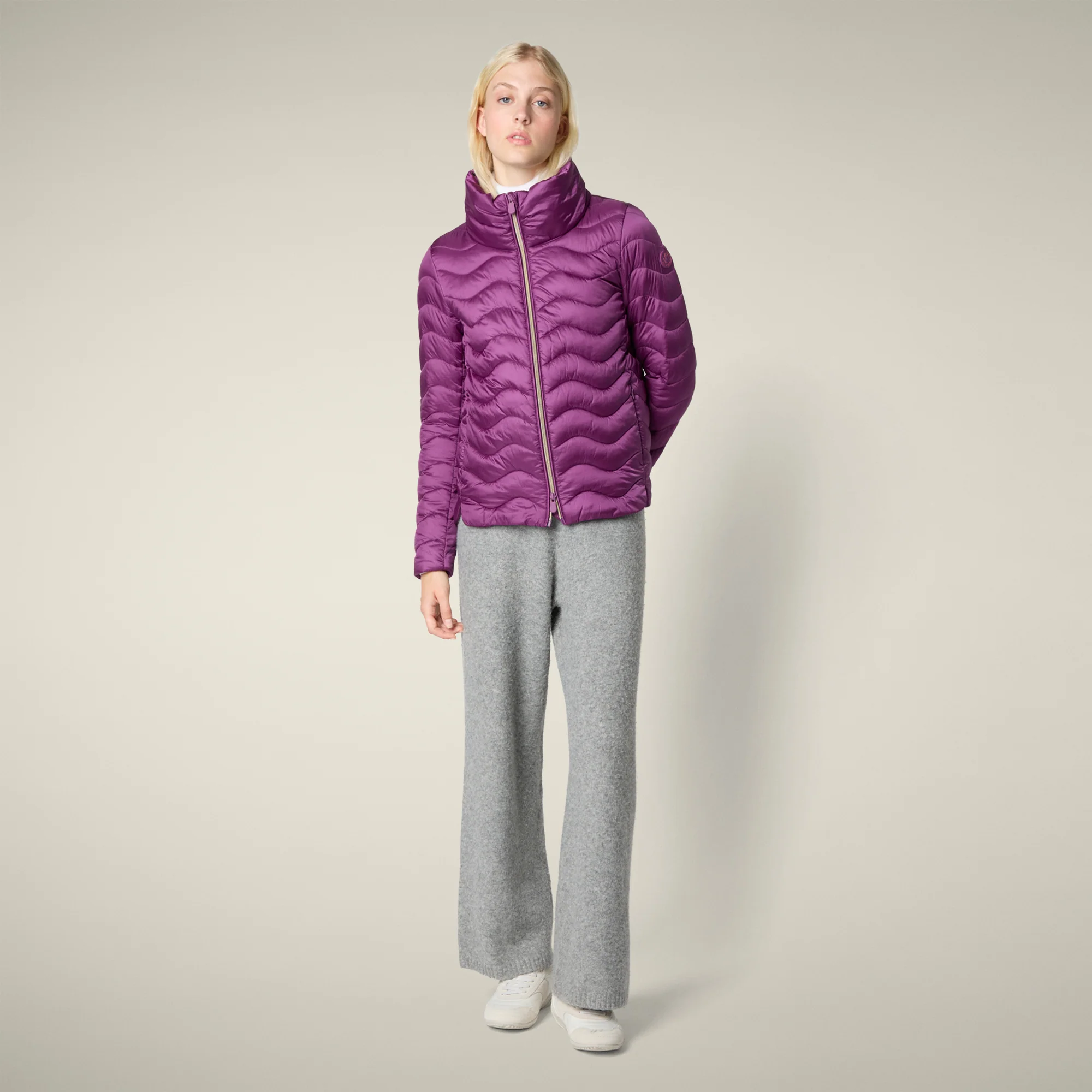 Women's Animal free puffer Jacket Peridot in Cyclamen Violet