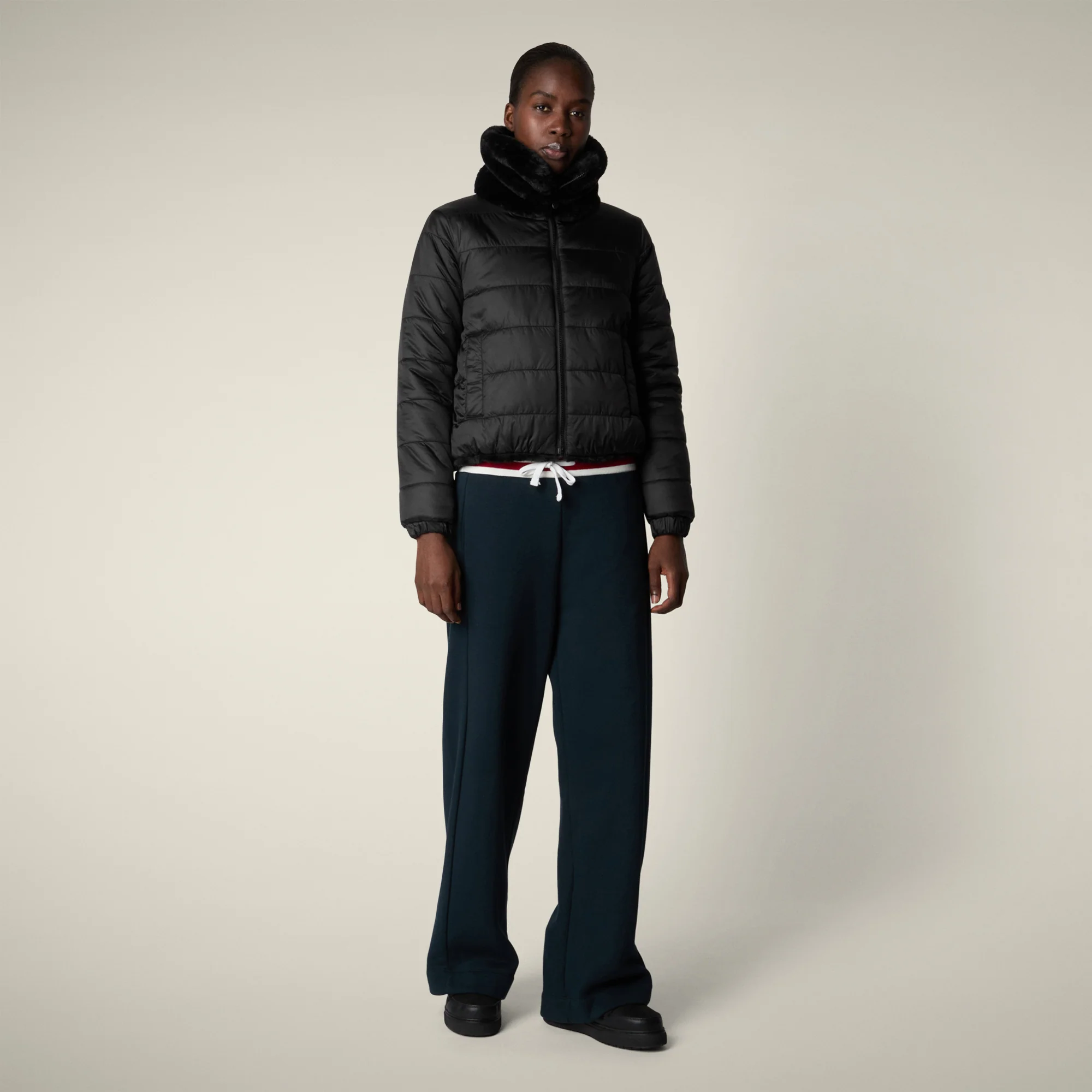 Women's Reversible Faux Fur Jacket Jeon in black