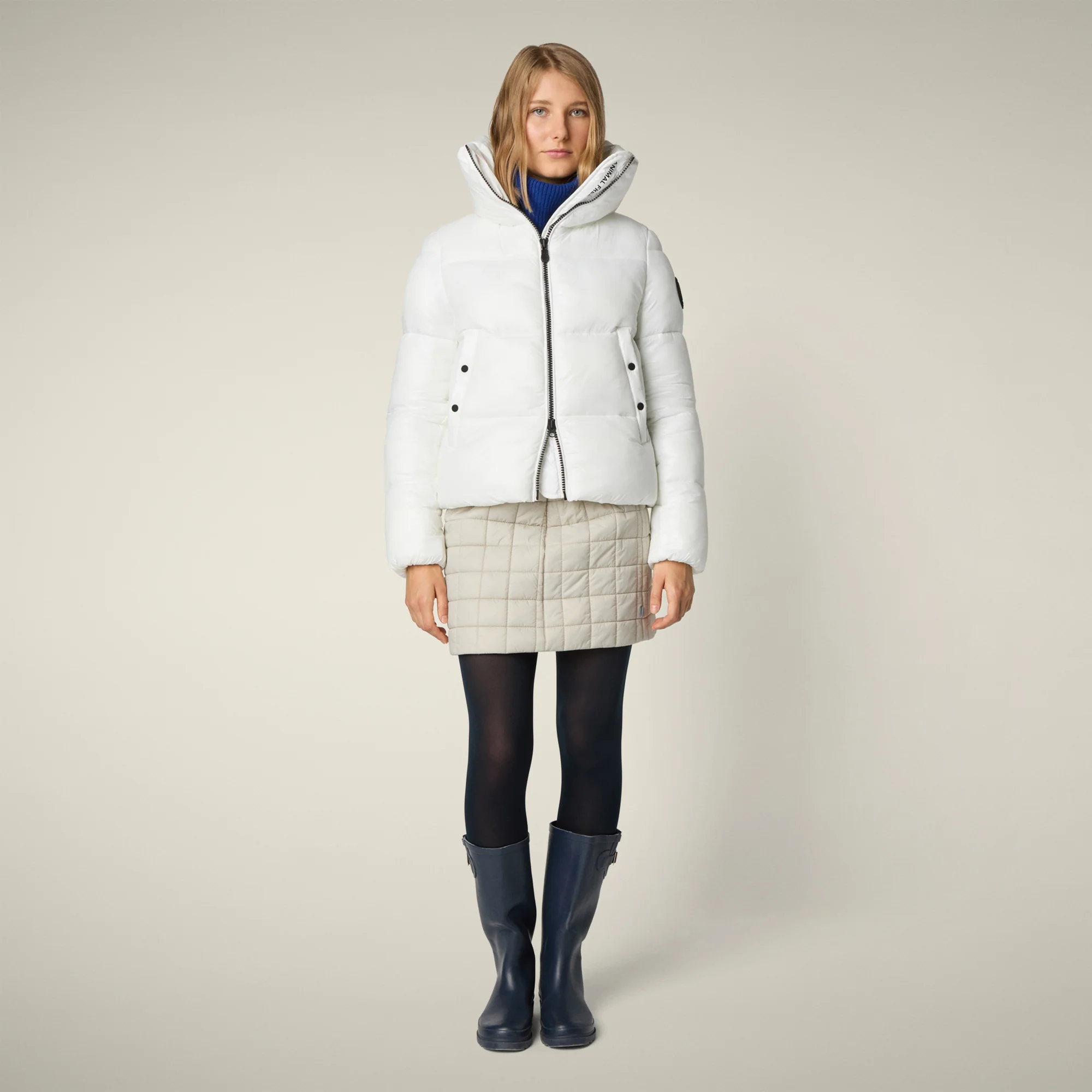 Women's Animal free puffer Jacket Isla in Off White