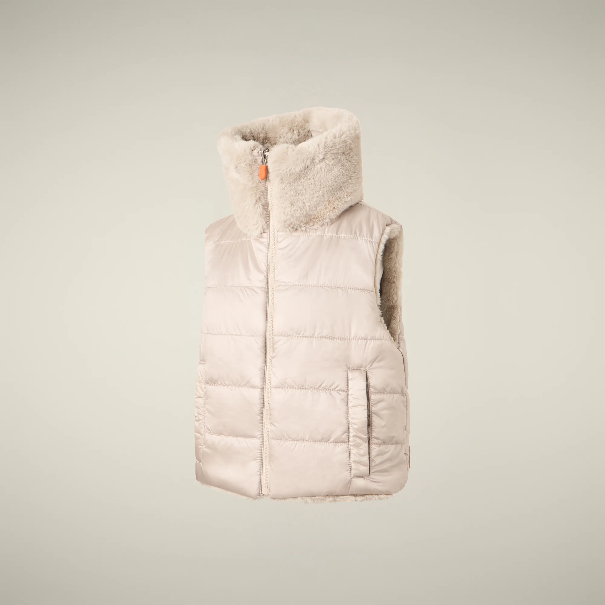 Girls' Reversible Faux Fur Vest Zenia in Rainy Beige