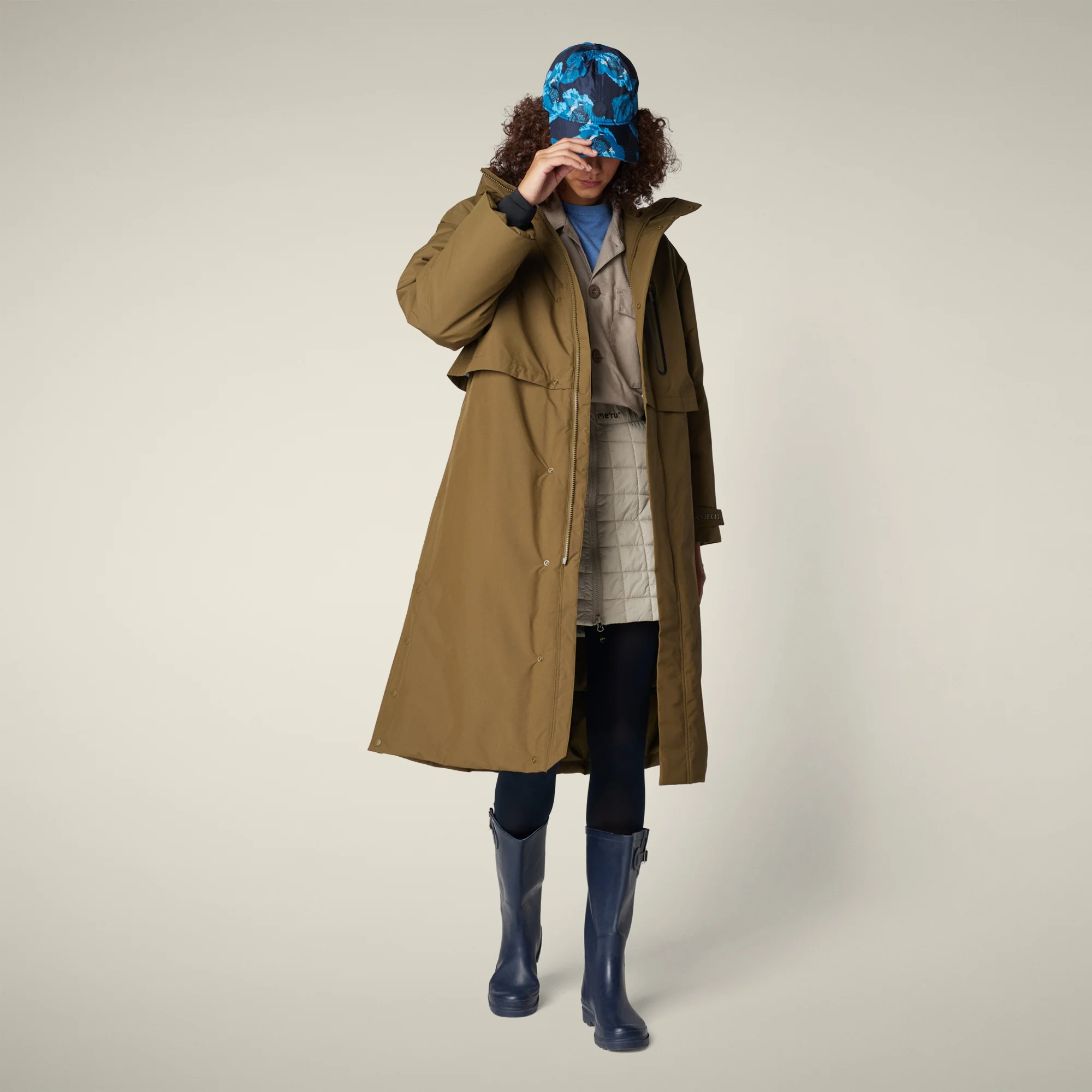 Women's Hooded Raincoat Pauline in bark green