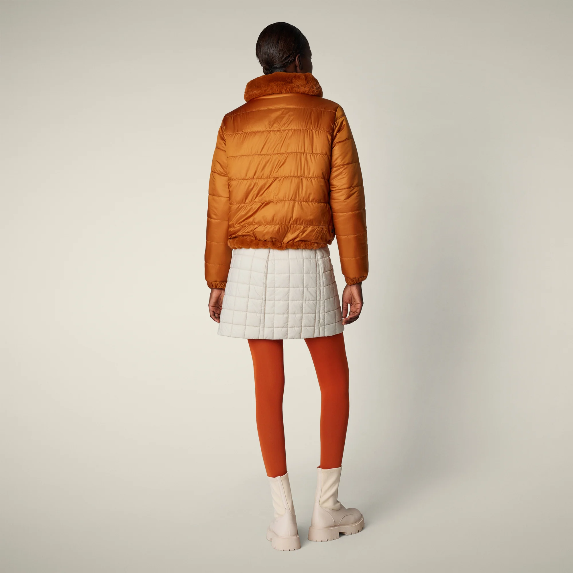 Women's Reversible Faux Fur Jacket Margherita in Caramel Brown