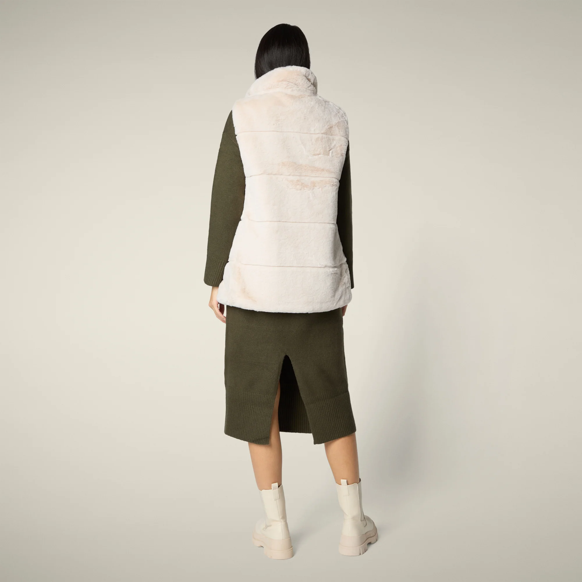 Women's Reversible Faux Fur Vest Nives in Shore Beige