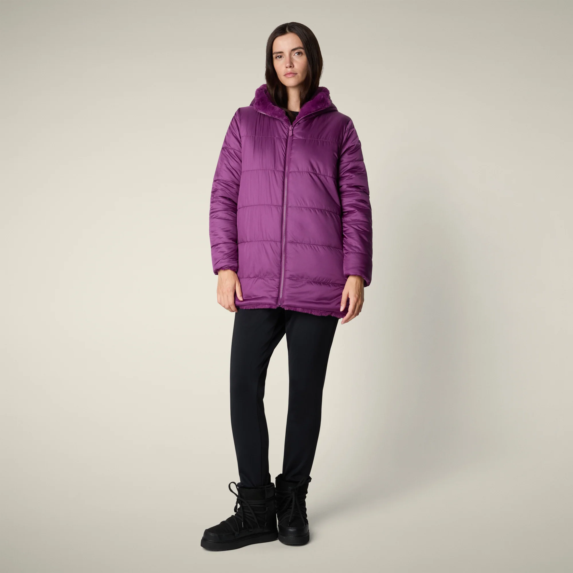 Women's FAUX FUR Reversible jacket Hellen in Cyclamen Violet