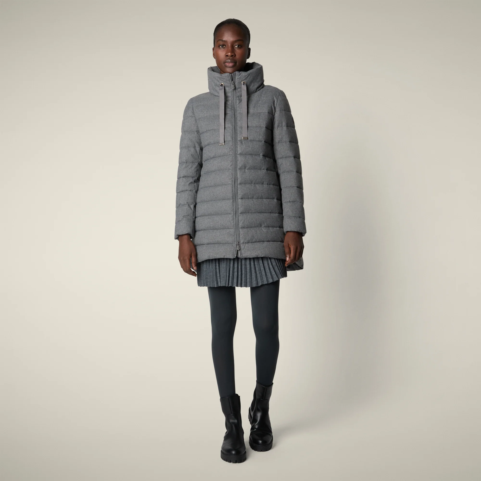 Women's Animal free puffer Coat june in mid grey melange