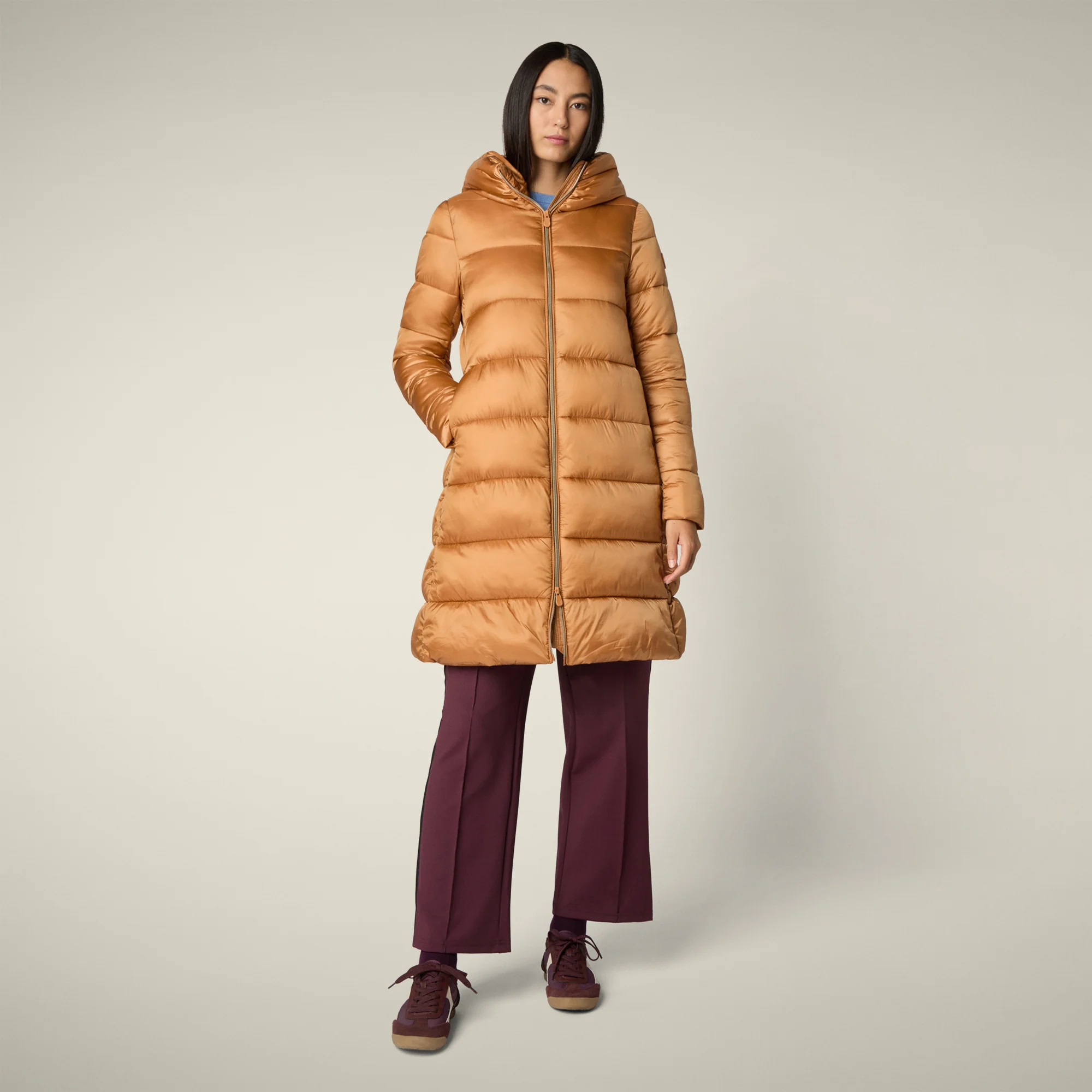 Women's Animal free puffer Coat Lysa in Toffee Brown
