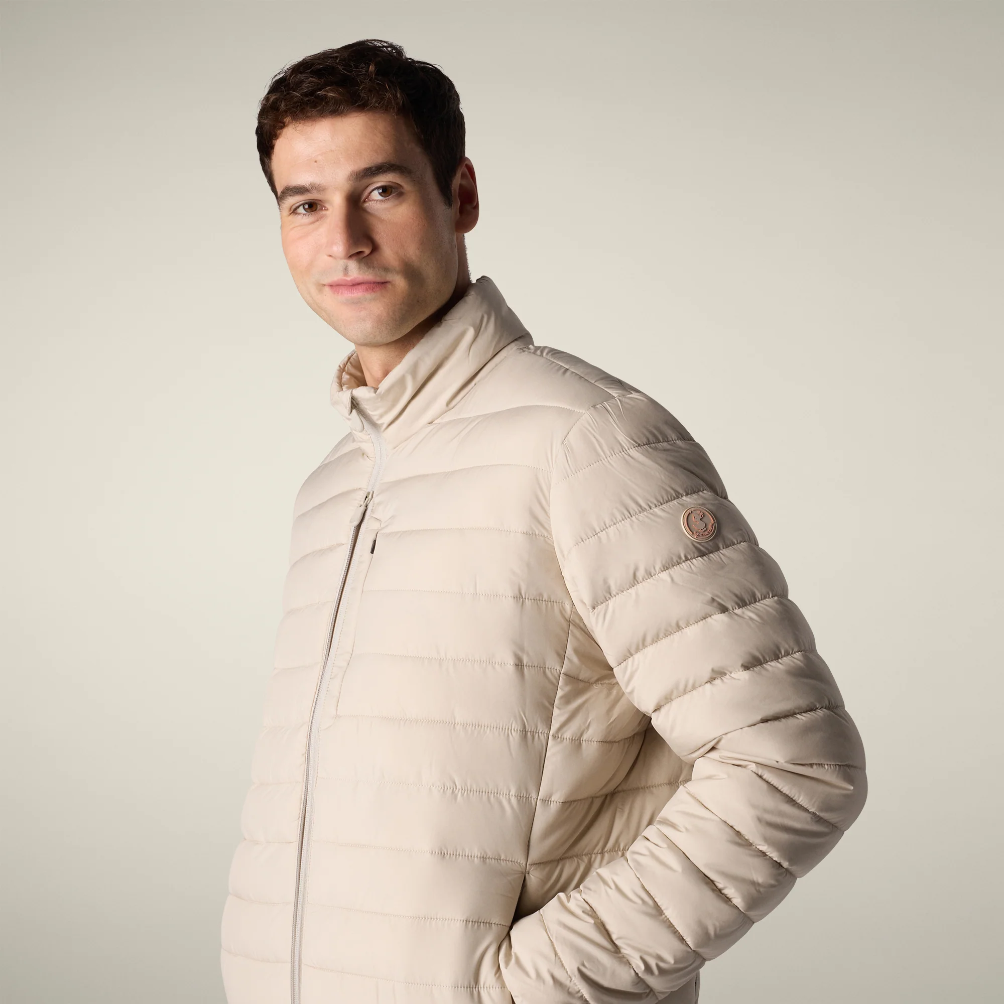 Men's animal free puffer Jacket Erion in Rainy Beige