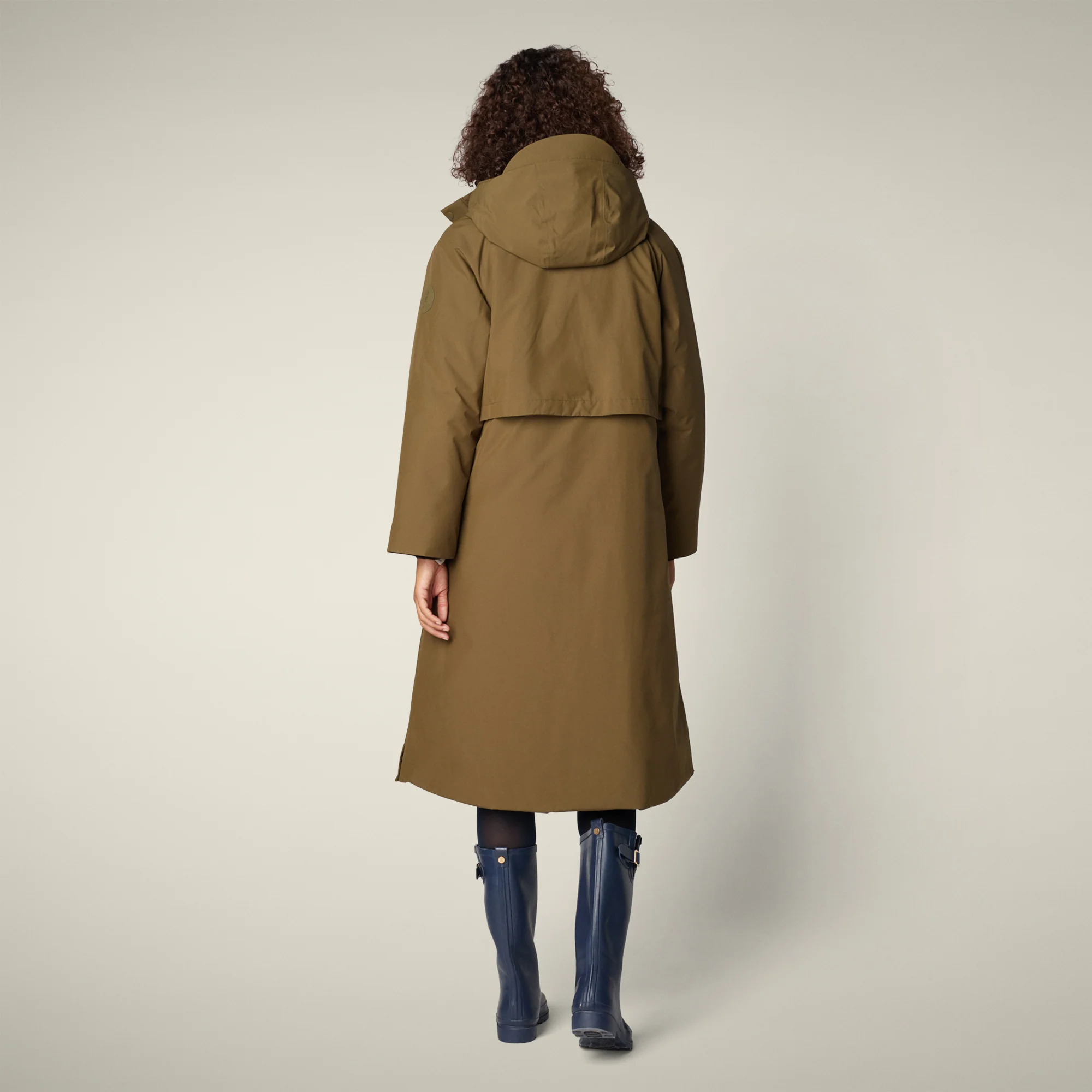 Women's Hooded Raincoat Pauline in bark green