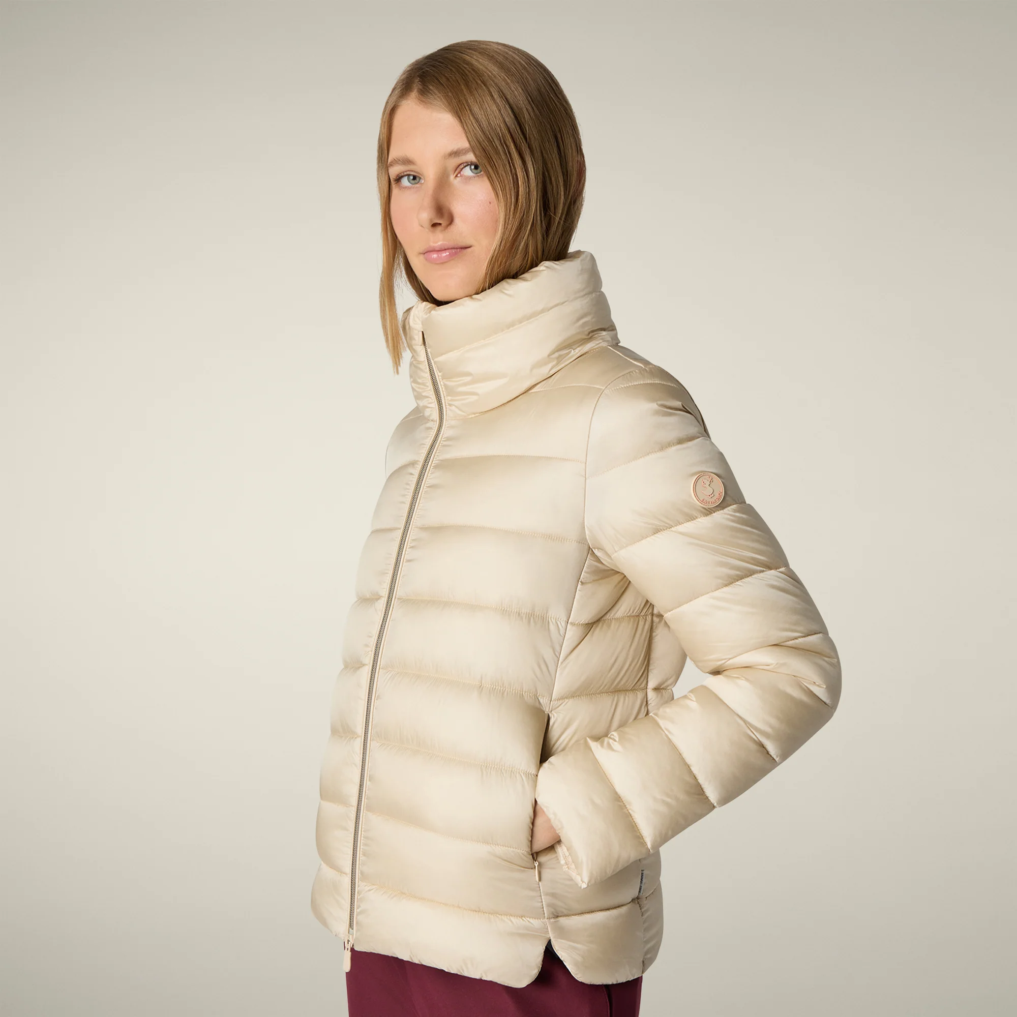 Women's Animal free puffer Jacket Elsie in Shore beige