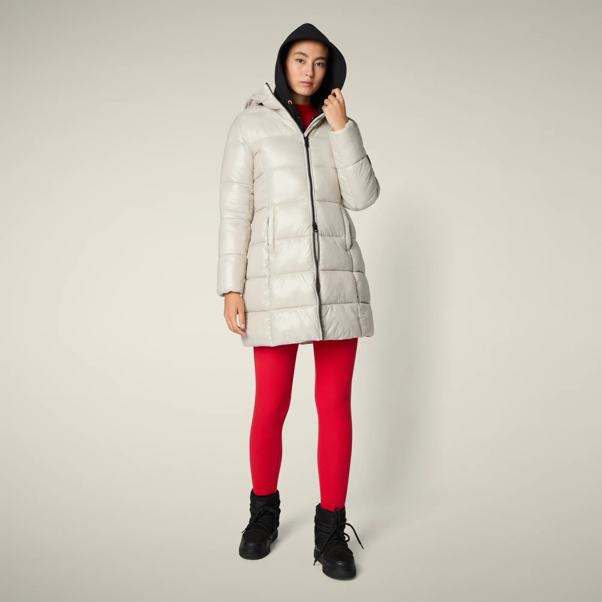 Women's Animal free puffer Coat ines in rainy beige