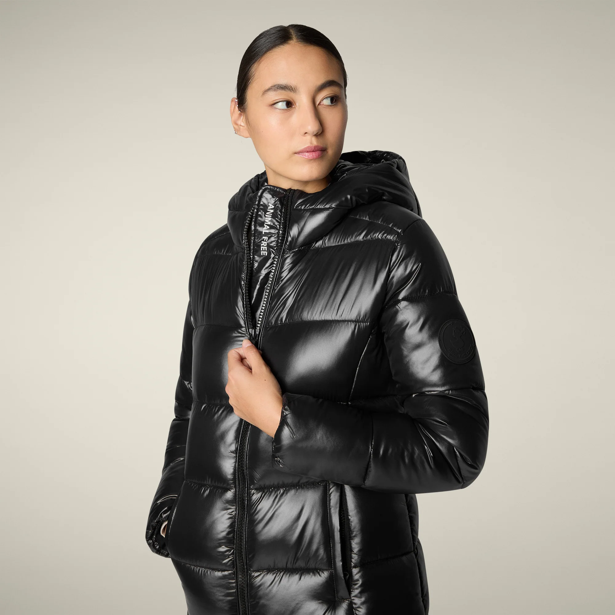 Women's Animal free puffer Coat ines in black