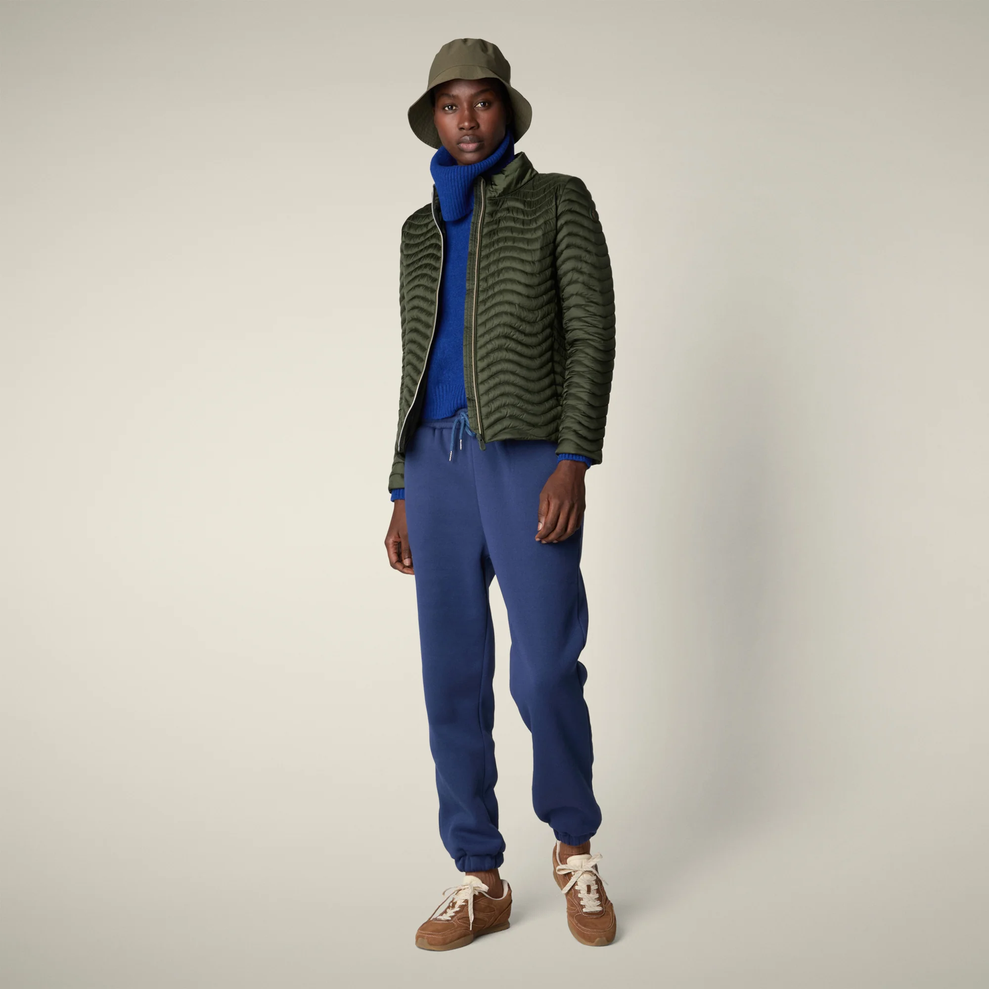 Women's Animal free puffer Jacket Pearl in Pine Green