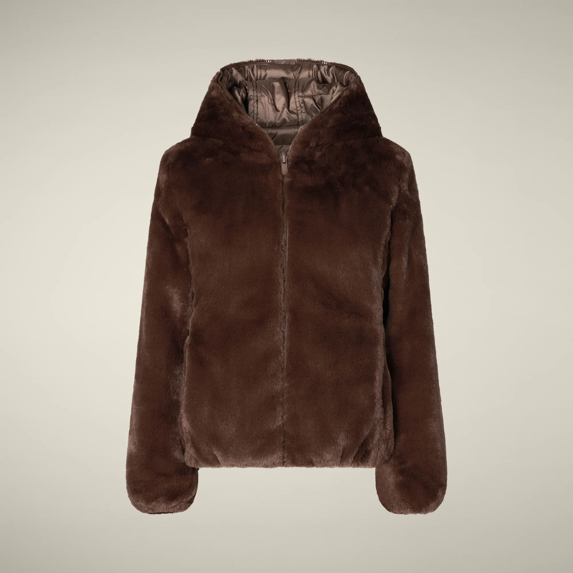 Women's Reversible Faux Fur Jacket Laila in Teddy Brown