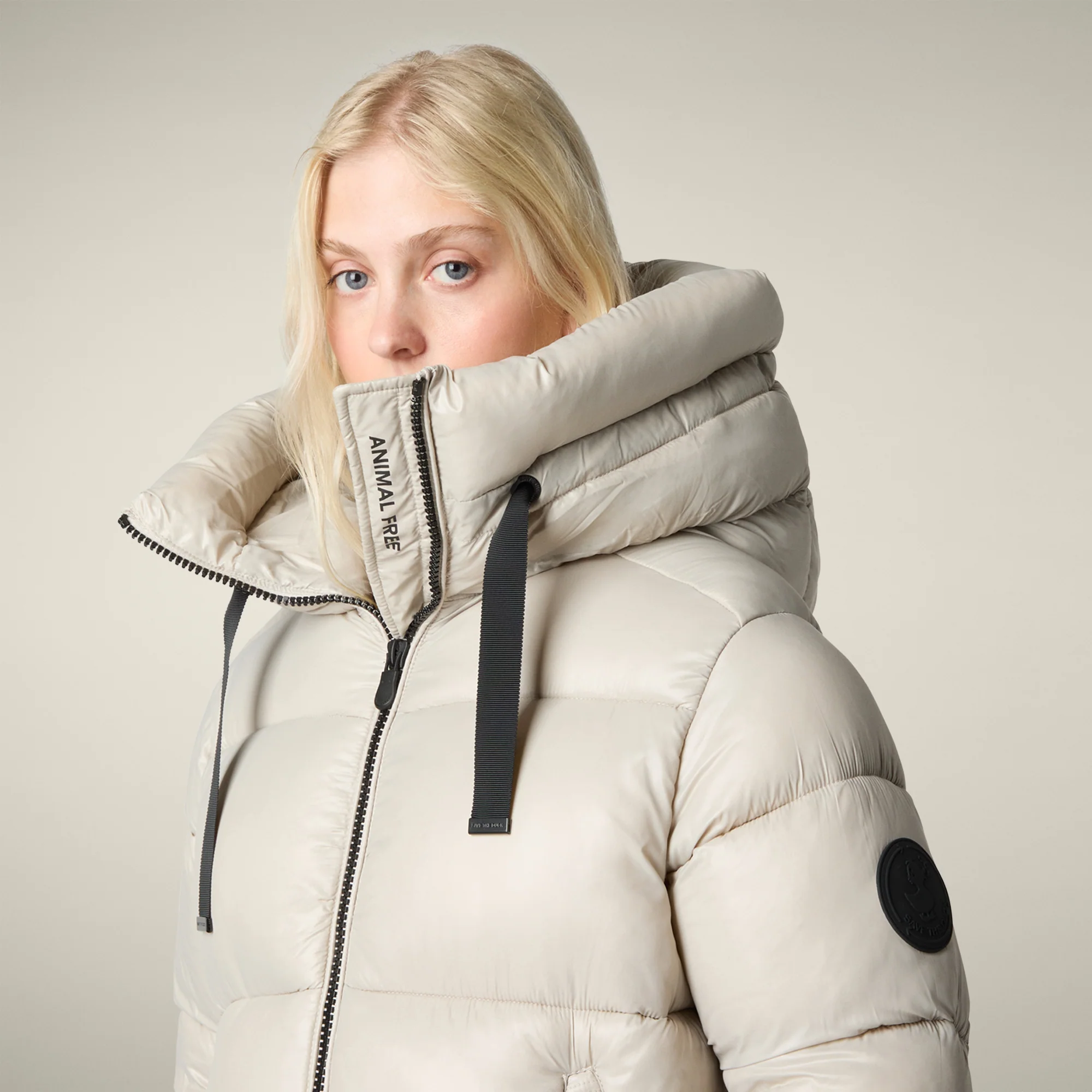 Women's Animal free puffer coat Isabel in rainy beige