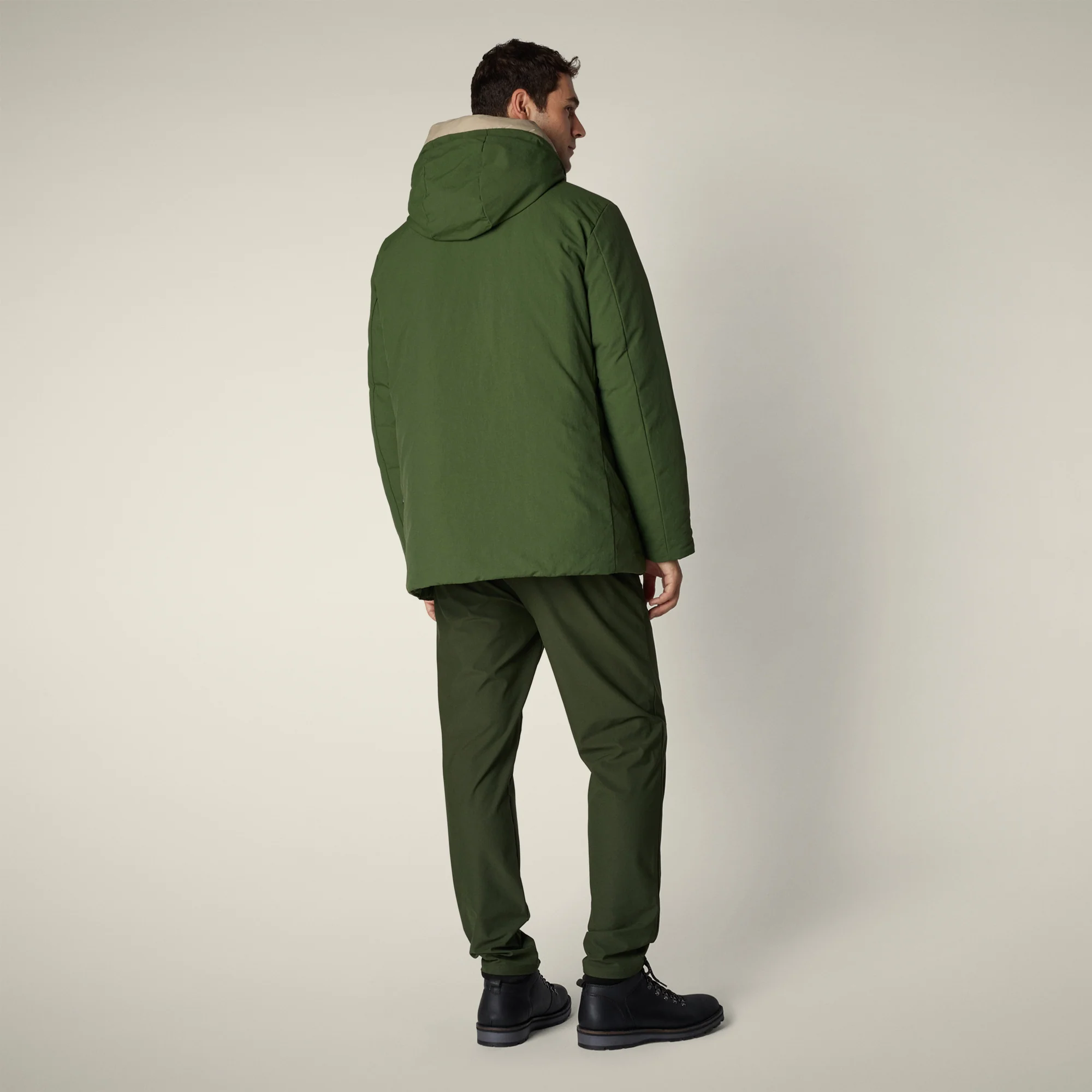 Men's Parka Forest in Pine Green and Stone Beige