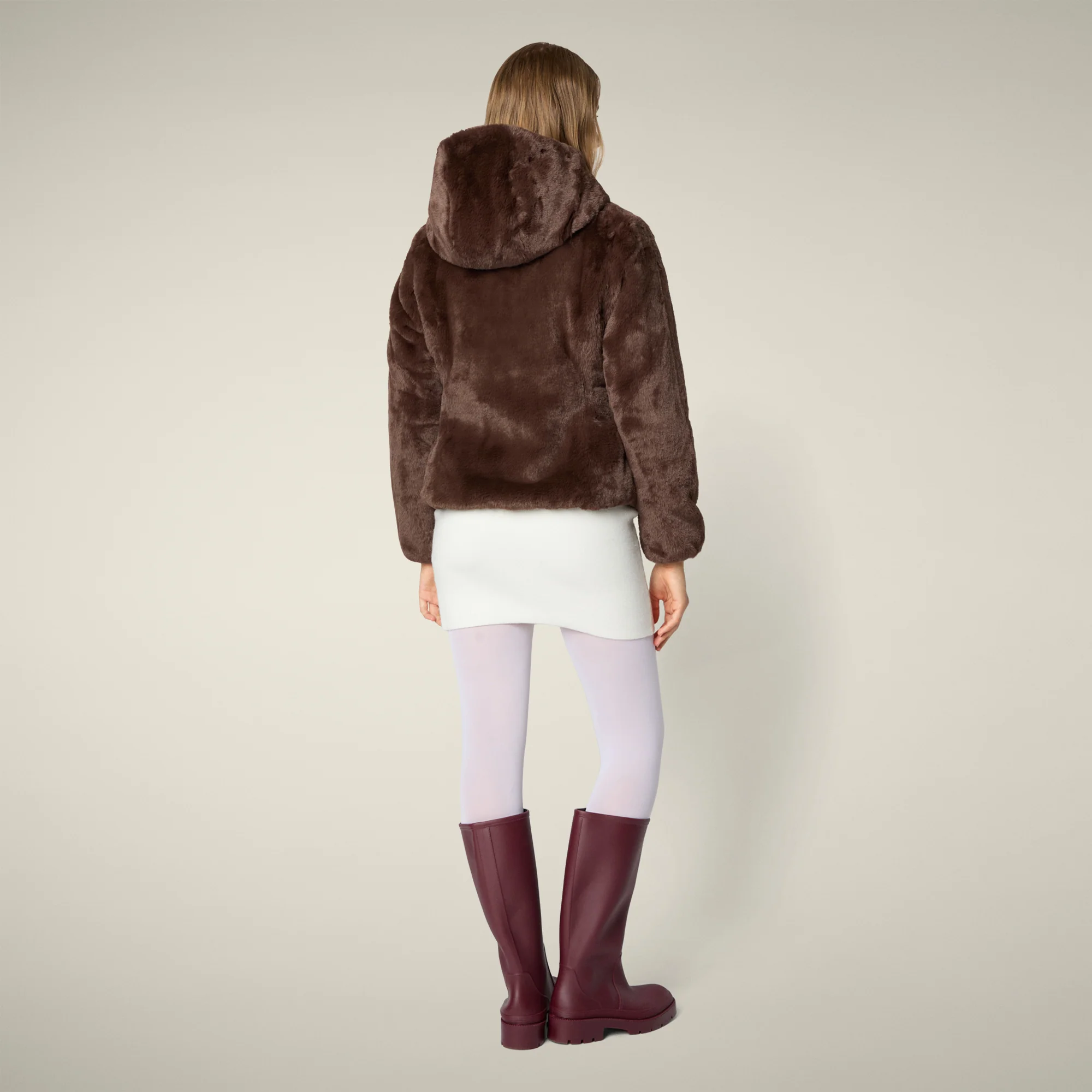 Women's Reversible Faux Fur Jacket Laila in Teddy Brown