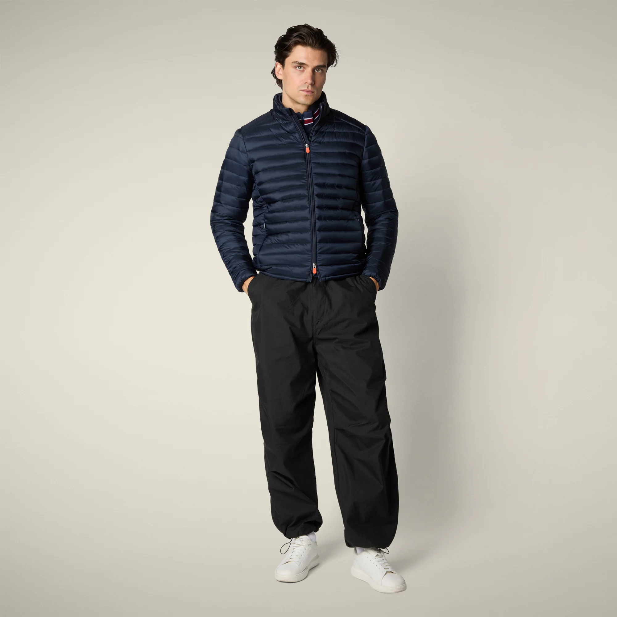 Men's animal free puffer jacket Cyrion in navy blue