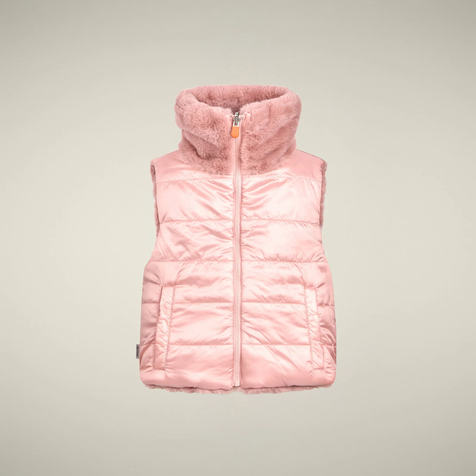 Girls' Reversible Faux Fur Vest Zenia in Blush Pink