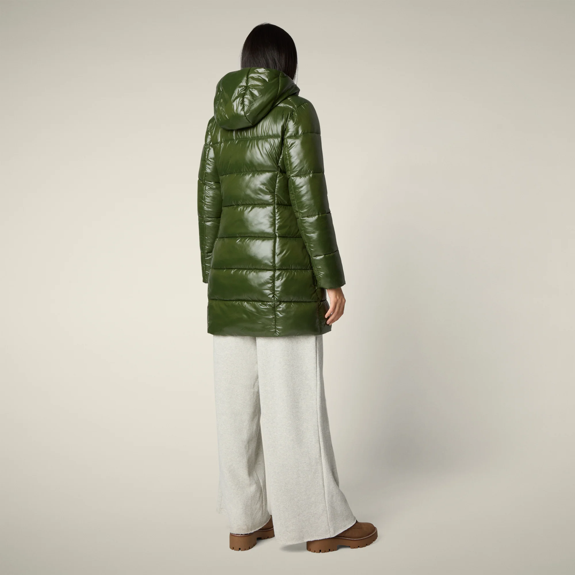 Women's Animal free puffer Coat ines in pine green