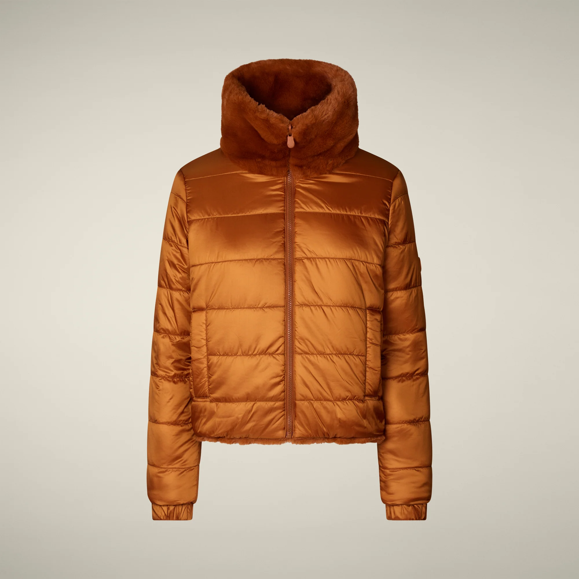 Women's Reversible Faux Fur Jacket Margherita in Caramel Brown